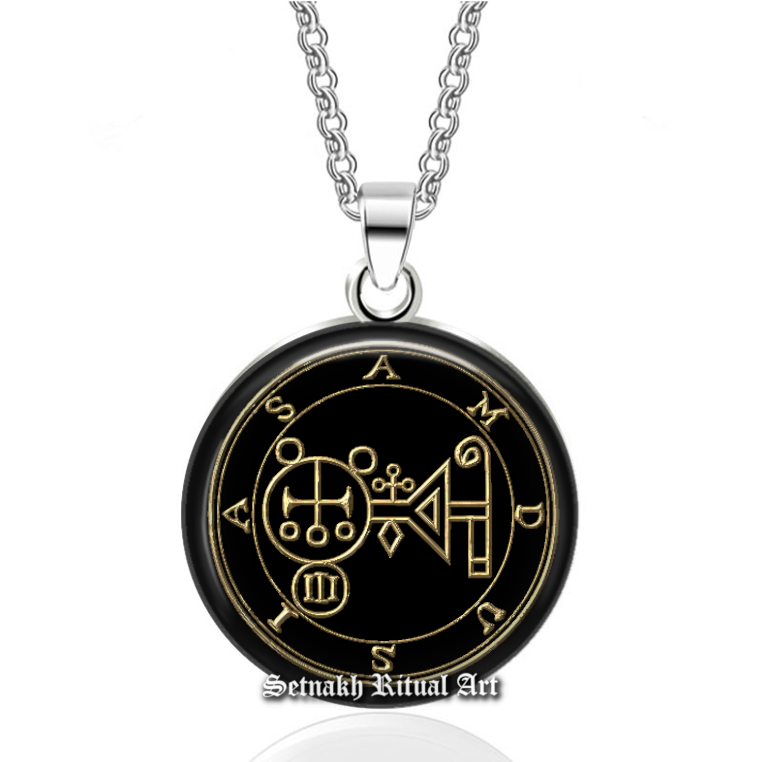 67 AMDUSIAS Demon seal pendant, Goetia sigil necklace, Lemegeton jewelry, Lesser Key, occult pentacle, summoning demons ritual amulet 104.67