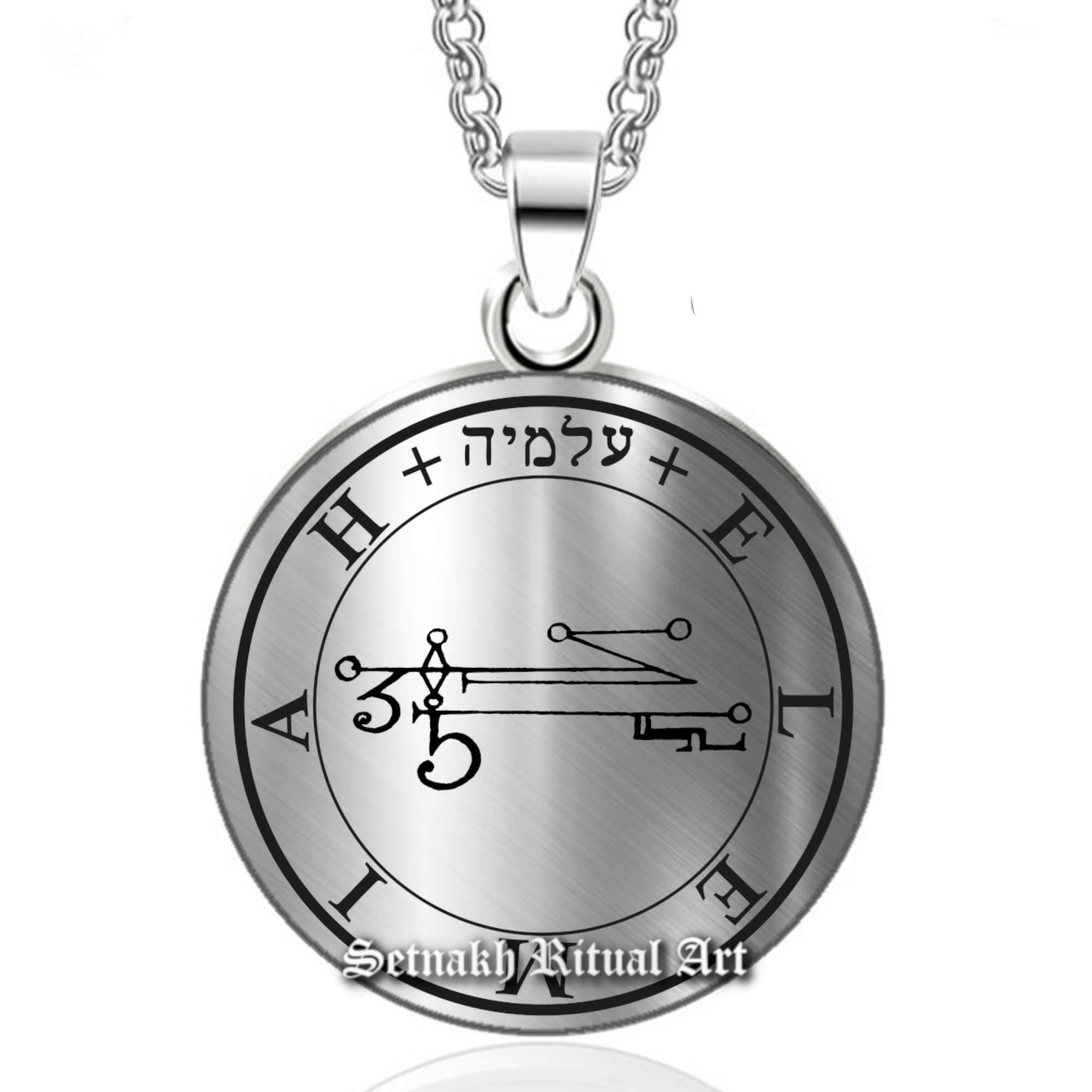 a silver necklace with a clock on it