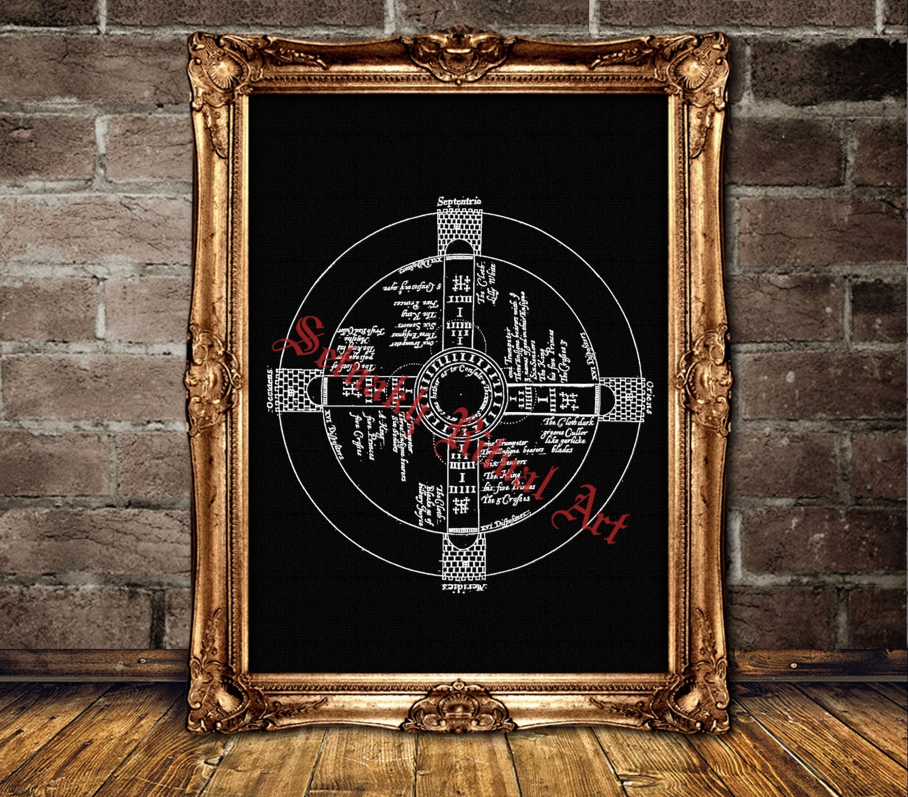 Edward Keeley's vision of Cosmos as a castle print,  John Dee print, Enochian Magick art, summoning spirits, Universe, occult art #525