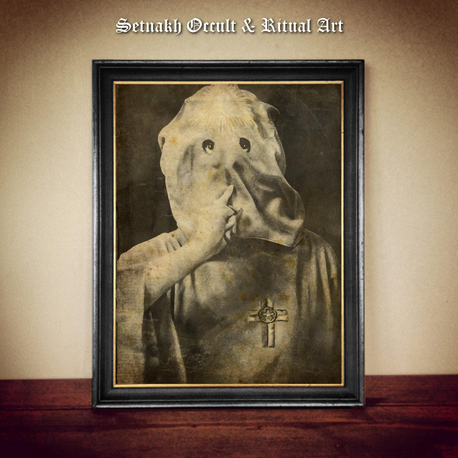 Occultist Aleister Crowley in robe photography unofficially called “Keep Silence”, 1910s, Thelemic print, Crowley portrait poster #PR17
