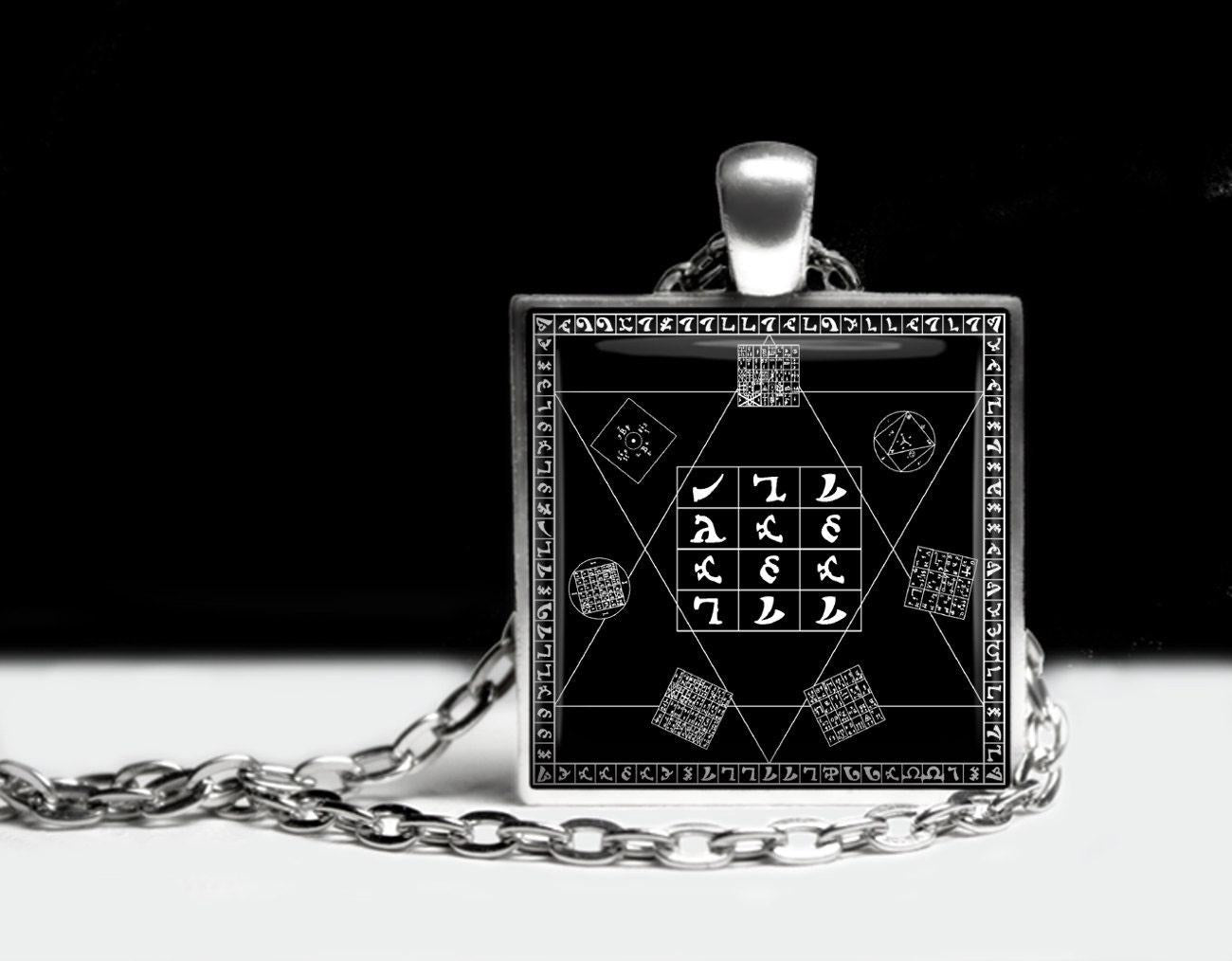 The Holy Table by John Dee pendant, enochian necklace, magic enochian jewelry, esoteric, sacred, hermetic antique necklace #402