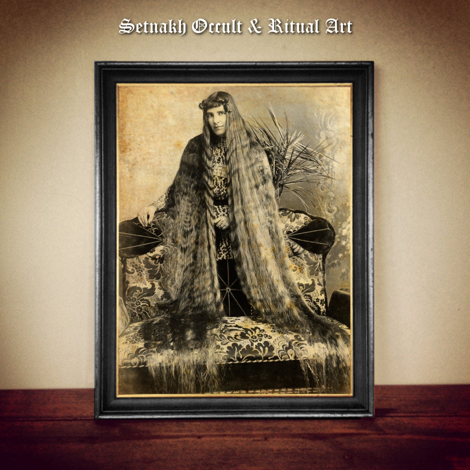 Long-haired victorian woman print, vintage daguerreotype photo, Old photography, dark art, esoteric home decor, witchcraft #VIC15