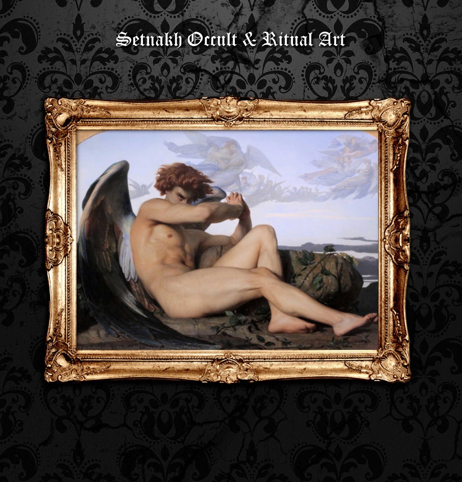 Fallen Angels print, Nephilim, Dark Angel poster, occult poster, illustration, antiqued art #ANG6