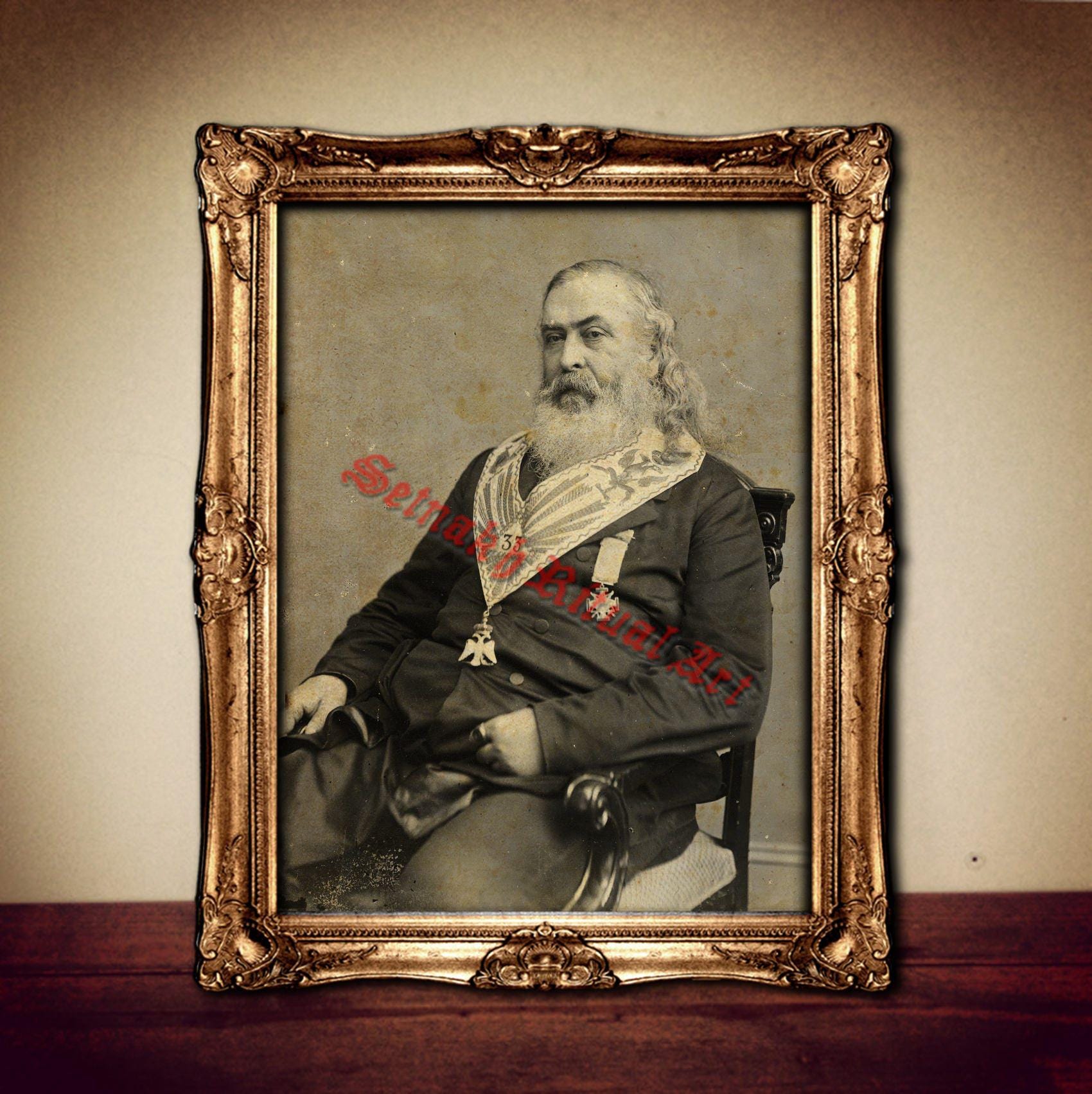 Albert Pike print, Freemasonry poster, Freemason, Grand Lodge, Scottish Rite, occult art #482