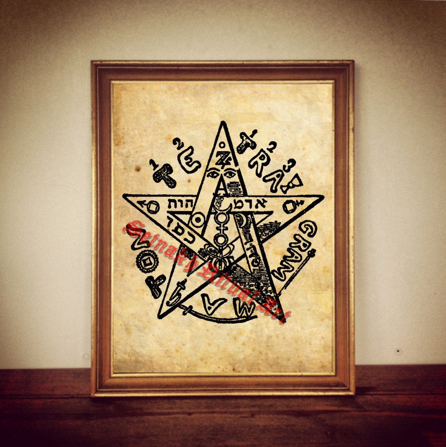 Tetragrammaton by Eliphas Levi print, magick illustration poster, occult print antique rustic vintage home living room altar decor #152