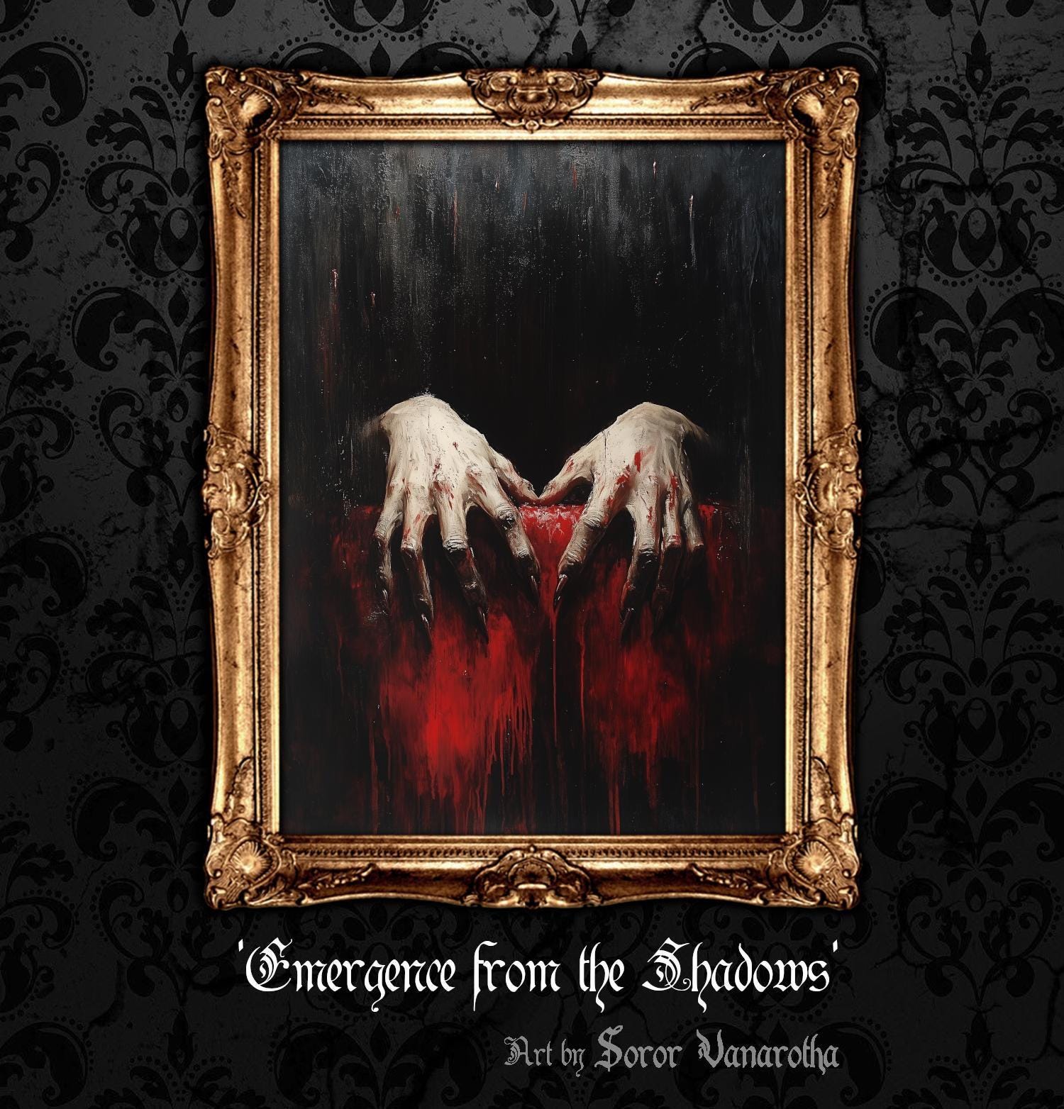 Emergence from the Shadows Print - Demonic Vampire Hands Emerging from Blood Abyss, Dark Gothic Art, Horror Decor, Creepy Art Print #SV19
