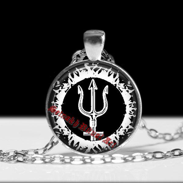 Satan&#39;s trident pendant, satanic pendant, satan necklace, satanic jewelry, occult pendant, occult jewelry, trident necklace #192
