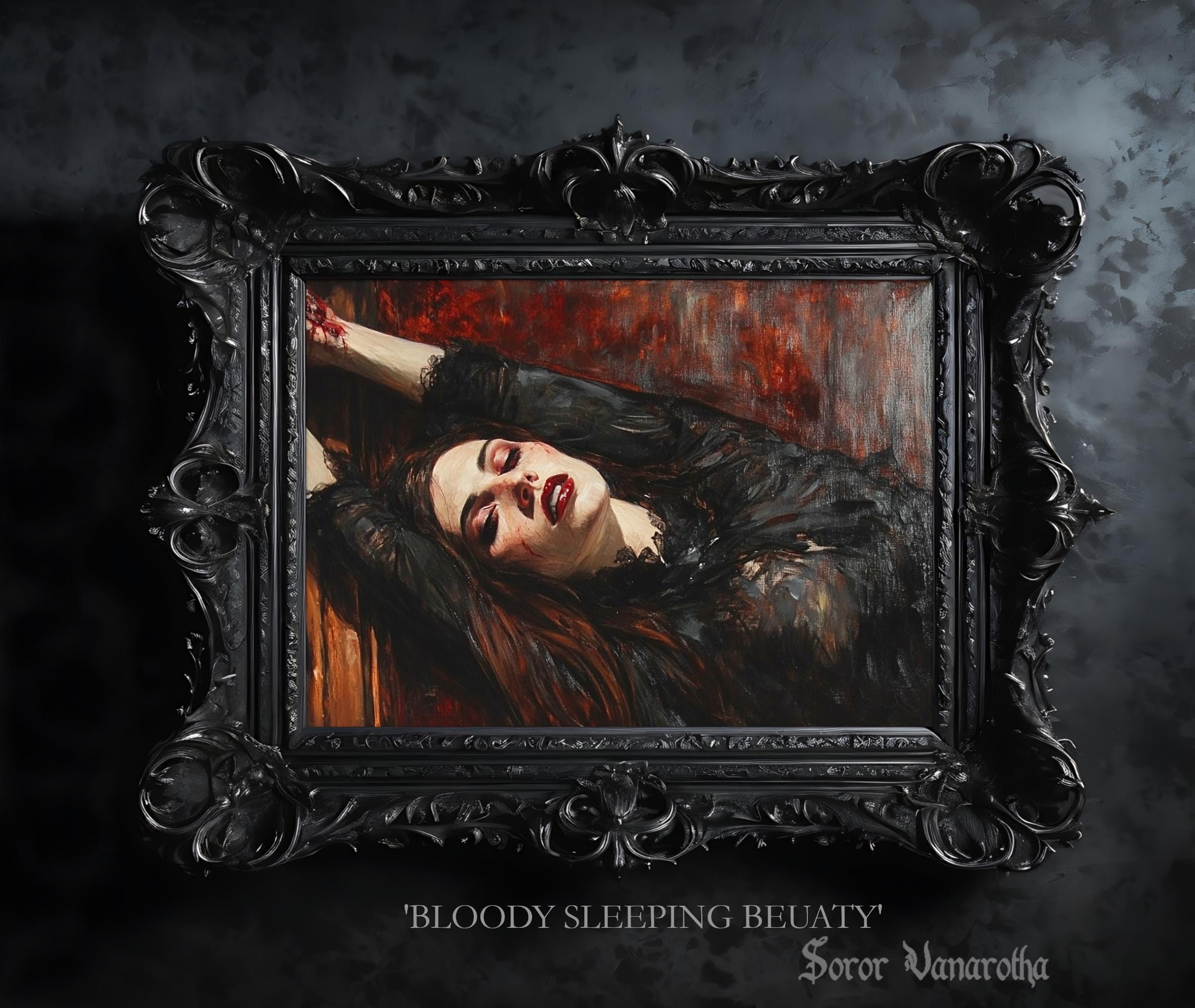 Bloody Sleeping Beauty - Vampiric Home Decor - Vampire Art Print - Witchy Poster, Dark Academia - Horror Wall Art for Spooky Lovers #SV45