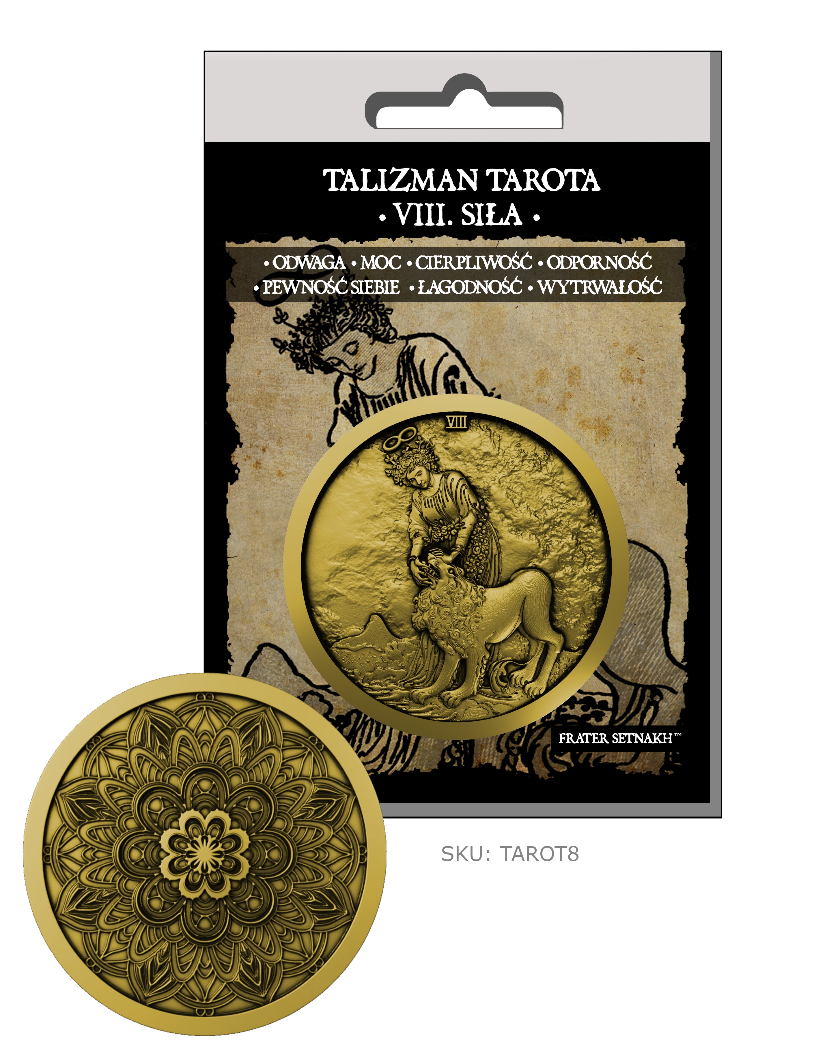 22 Talizmany Monety Tarota Rider-Waite-Smith + 22 Kart Opisowych + Etui PVC | Kolekcjonerski Zestaw Talizmanów