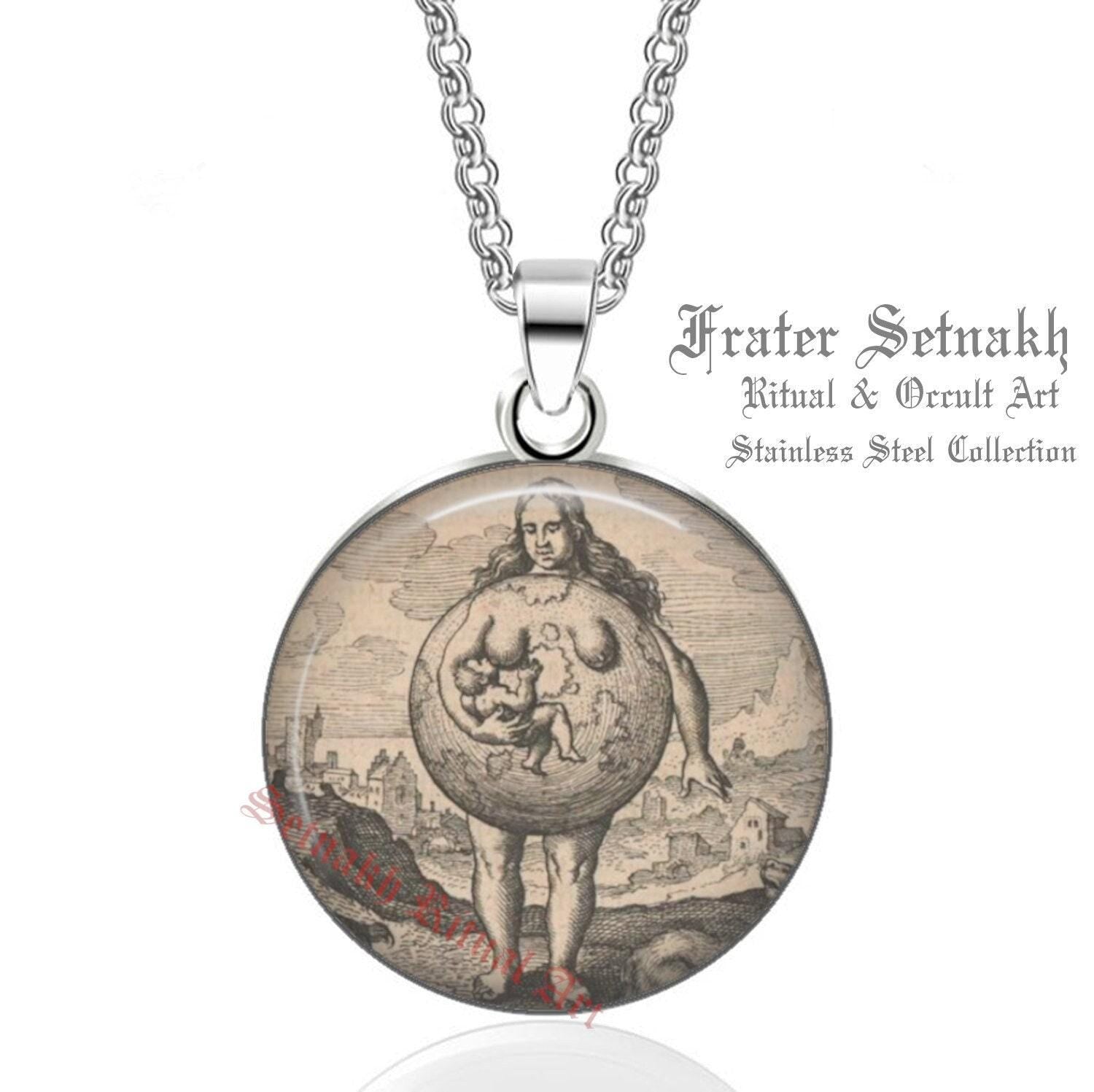 The Earth personification talisman, Emblem no 2 from Atalanta Fugiens by Michael Maier,  Alchemy art, hermetic and gnostic symbol #541