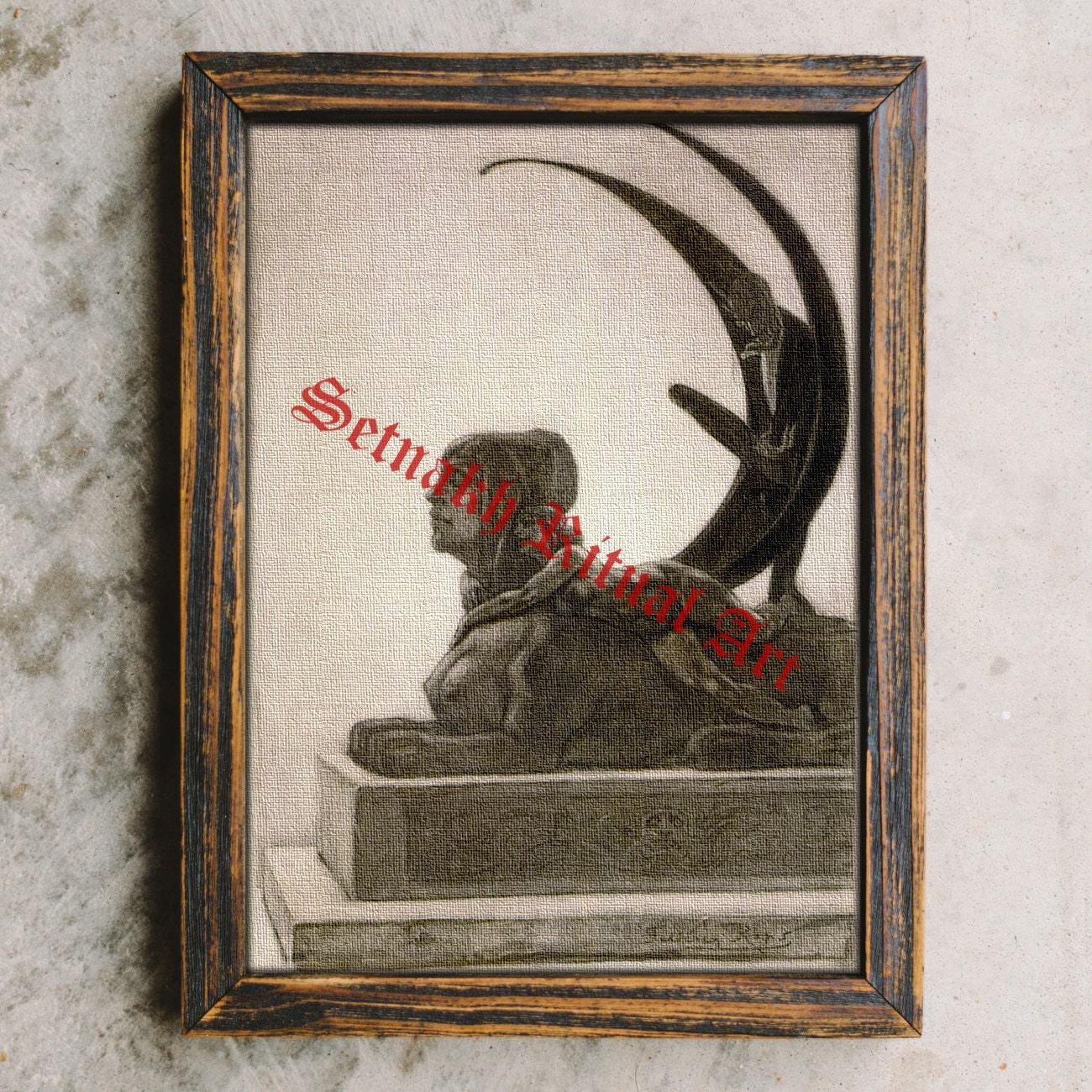 Sphinx print, Egyptian art, demonic poster, occult home decor, esoteric wallart #429
