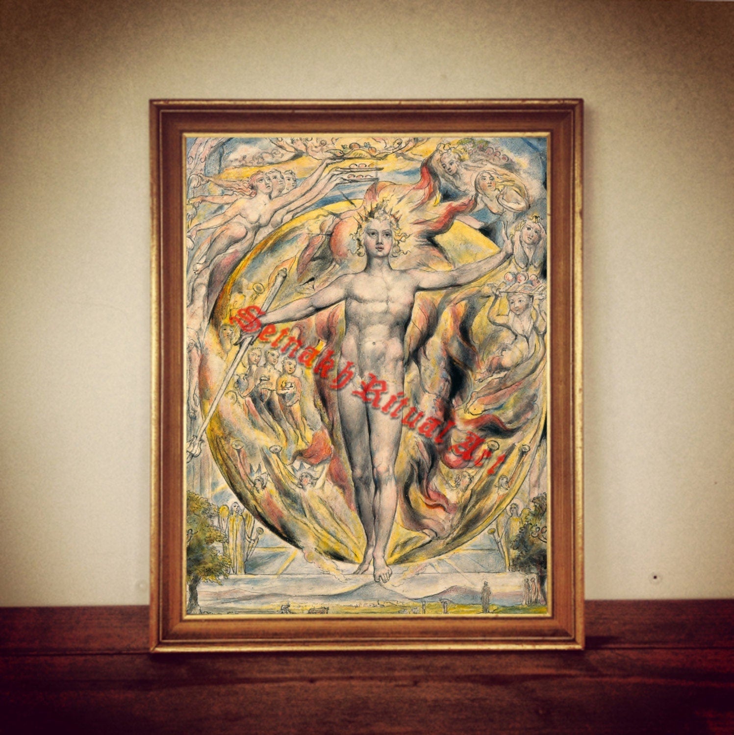 The Sun by William Blake print, magical poster, esoteric illustration, occult art, gothic, symbolic poster magic painting home decor #362
