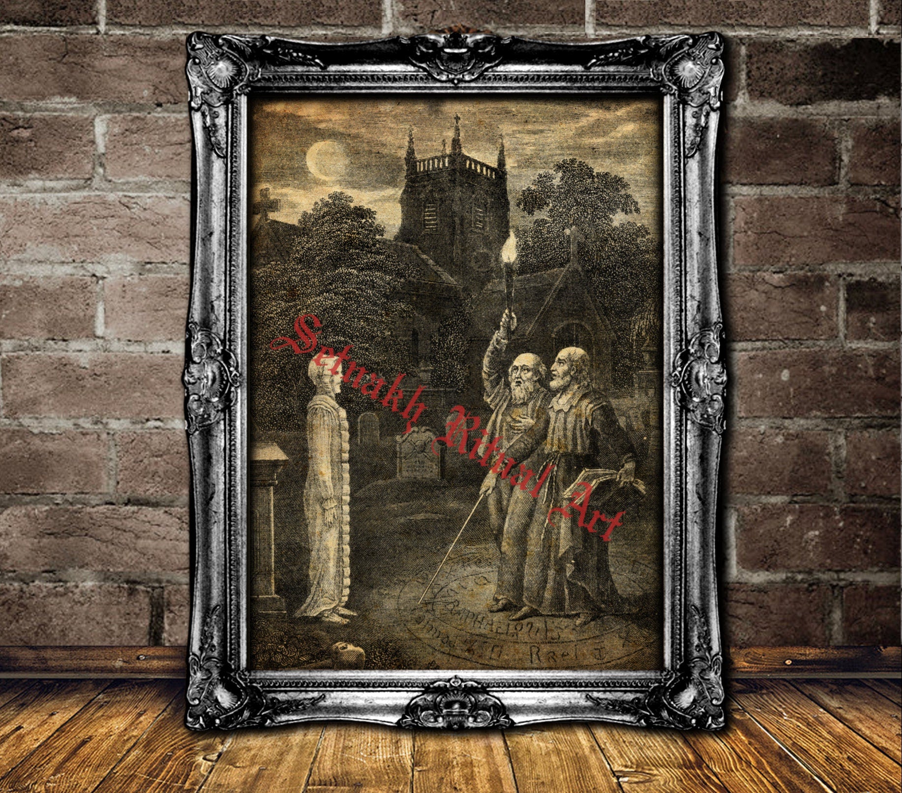 John Dee and Edward Keeley summoning spirit print, summoning demons poster, Ceremonial Magick, Summoning Angels Ritual art, occult art #524