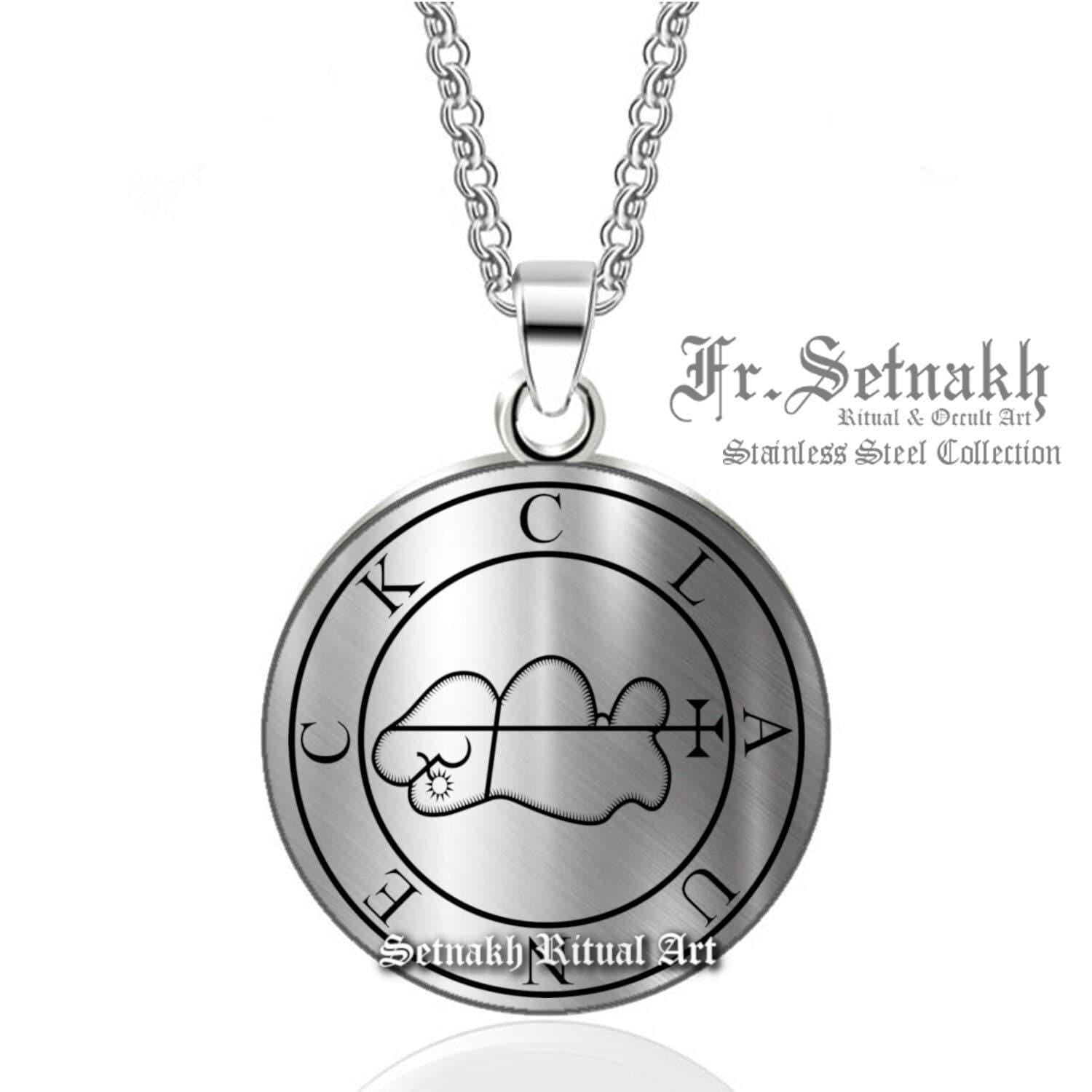 CLAUNECK seal talisman made of stainless steel, Demon of wealth, money, assisting in the discovery of hidden treasure, Goetic sigil,  #DM7