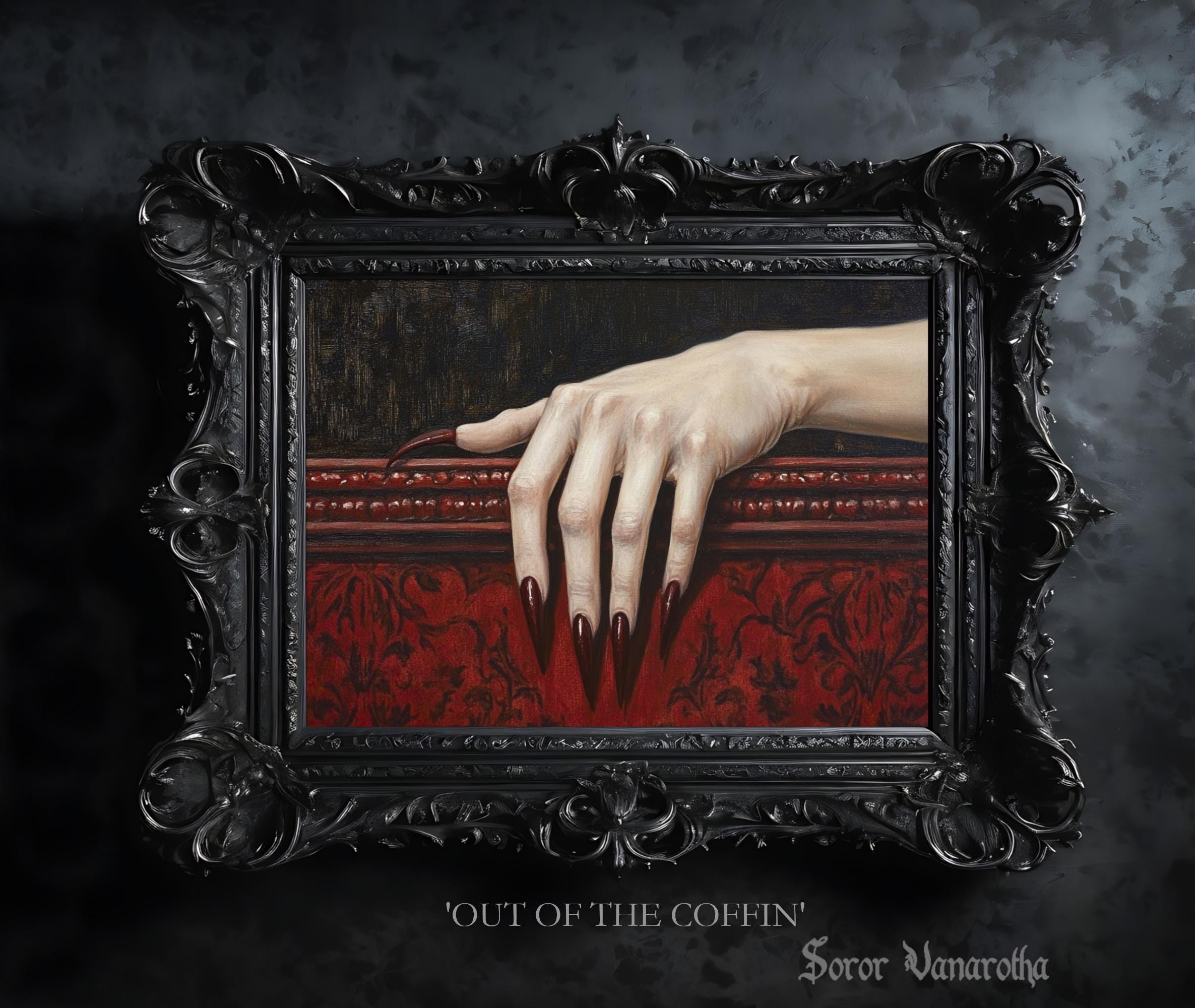 Out of the Coffin - Female Vampire Hands Art Print - Gothic Horror Poster - Witch Home Decor - Dark Fantasy Poster - Halloween Art #SV43
