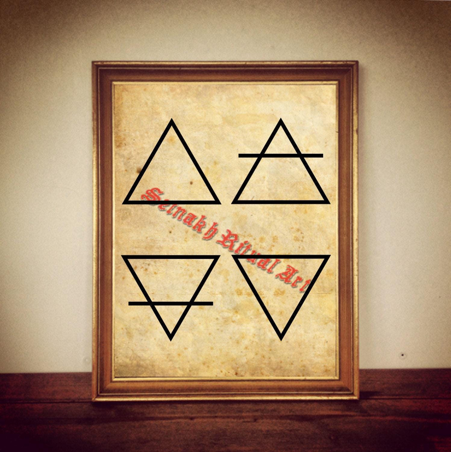 Four elements print | Fire, Water, Earth, Air | pagan poster, Nature art, alchemy, magick, witchcraft, witch home decor, magic symbol #359