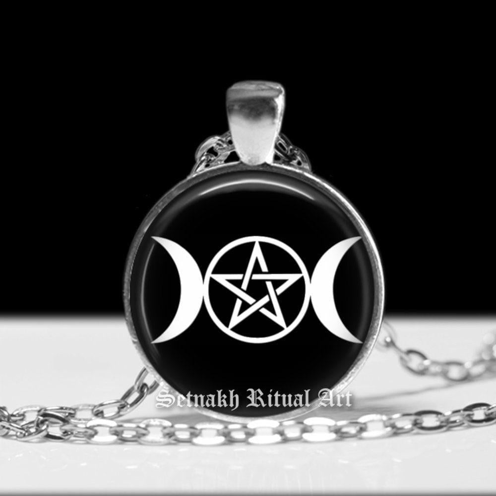 Triple Moon pendant, symbol of maiden, mother, and crone, witch necklace, wicca talisman, occult jewelry, esoteric art,  witchcraft #WS1
