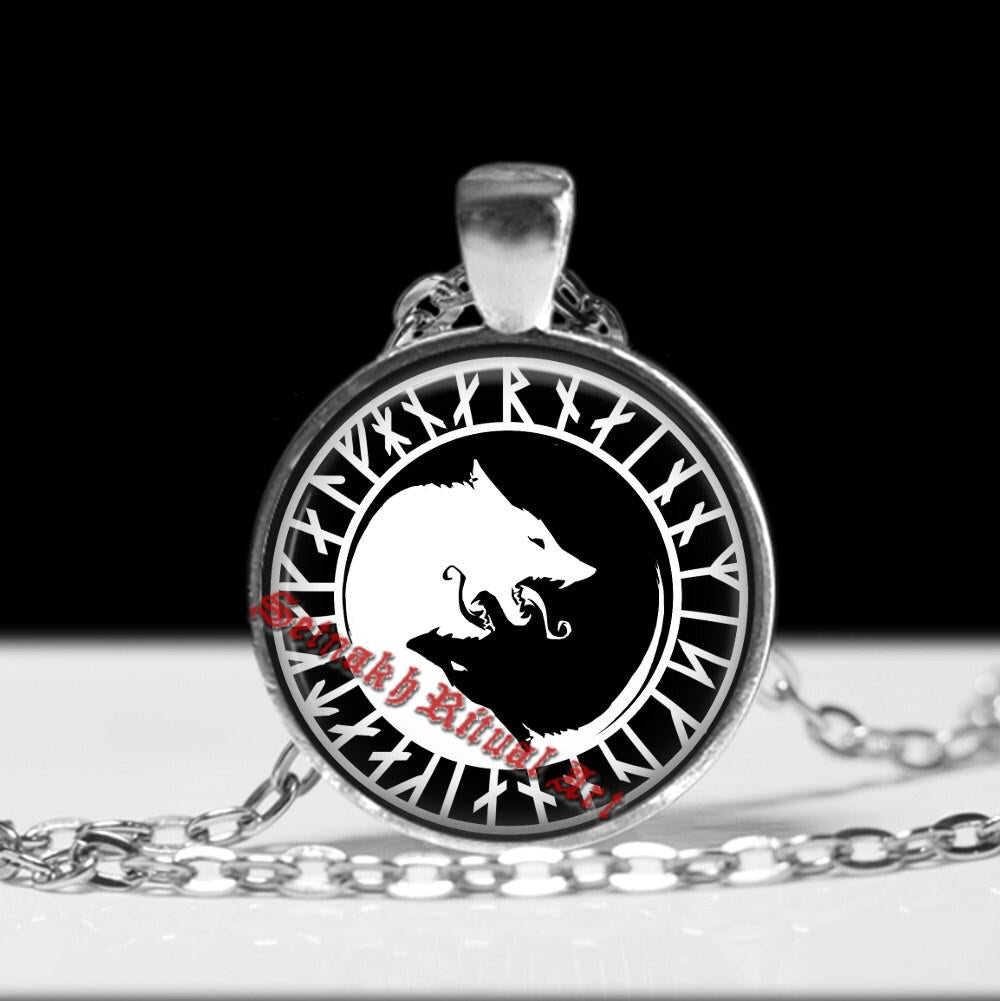 Viking, wolves pendant, nordic amulet, viking jewelry, pagan necklace, runes pendant, nordic jewelry #441