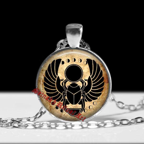 Egyptian pendant, sacred scarab jewelry, beetle necklace #158