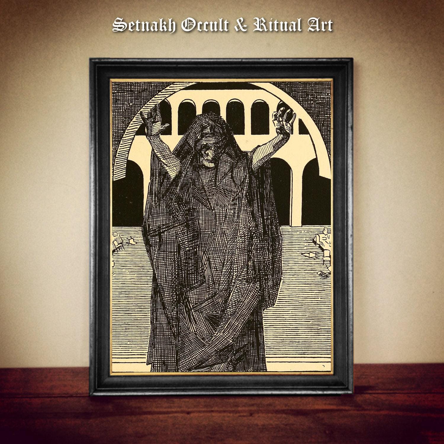 The High Priestess - Lilith  print, witchy art decor, witchcraft art, gothic home decor, pagan style print, dark aeshetic #W115
