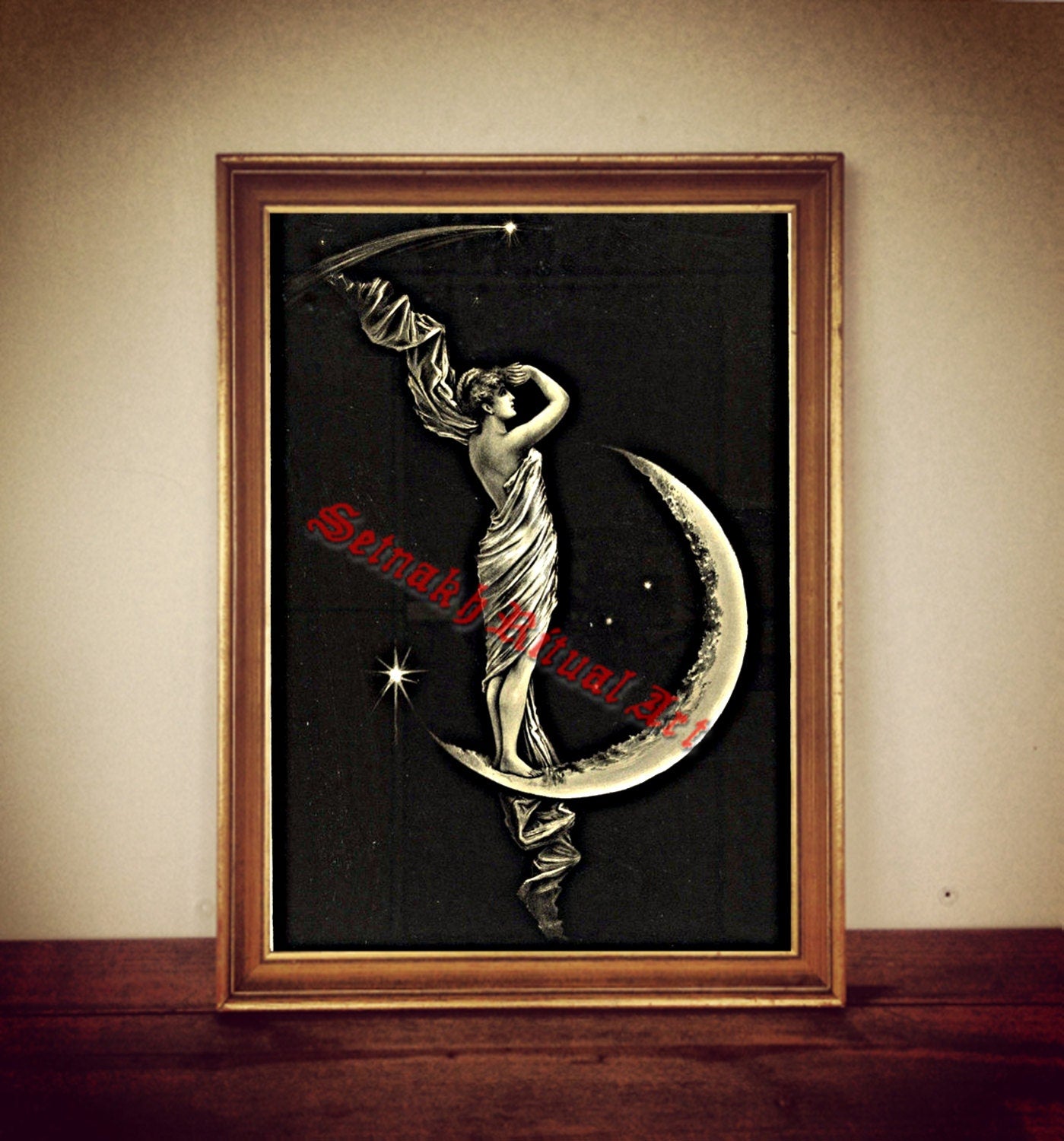 201# "The Universe" by George Walker, magic print, mystic poster, magic illustration, gothic poster, moon print, moon art, woman art, fairy