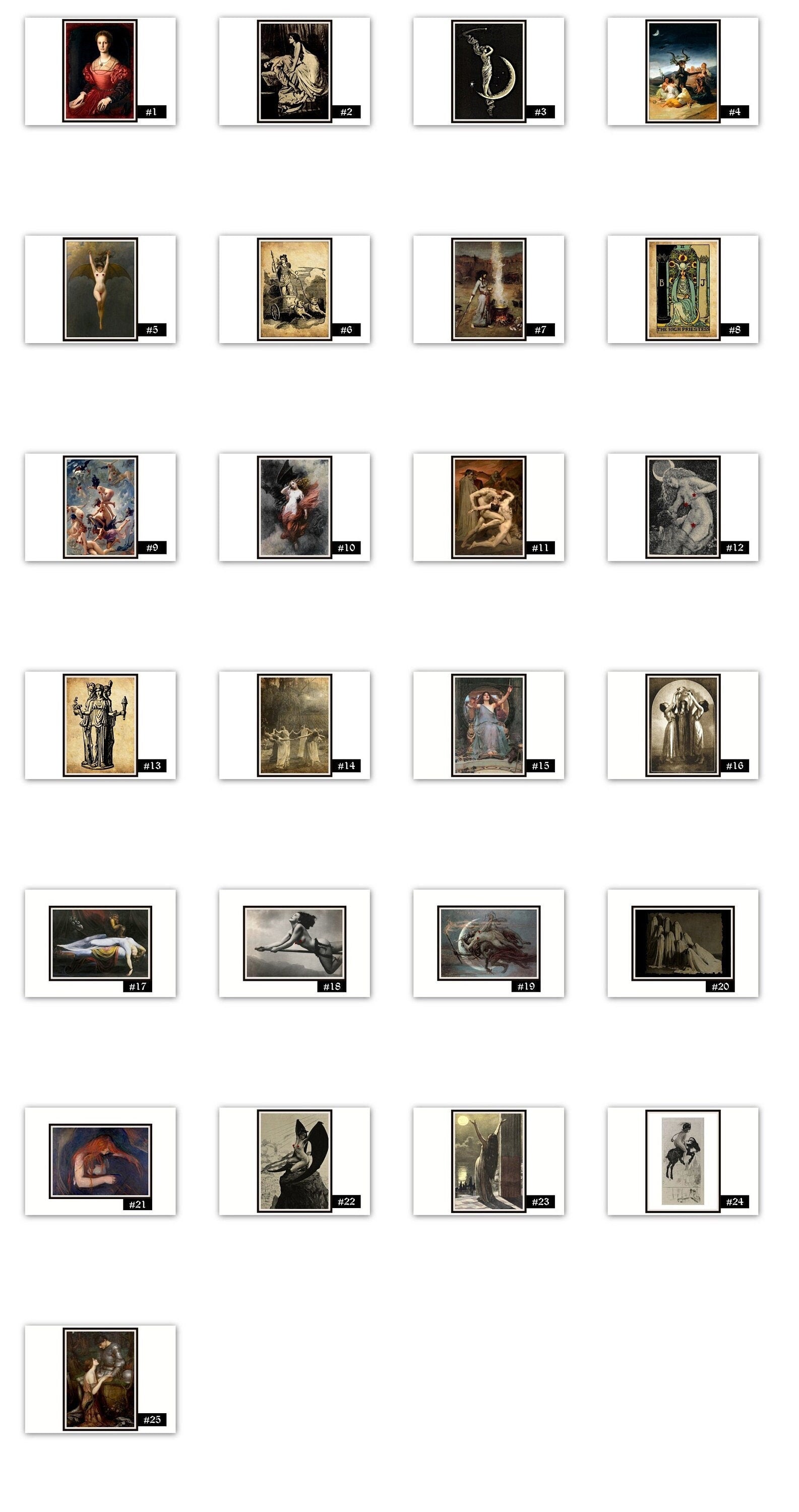 25 Witchy + Dark Aesthetic prints, A5 size, Ritual, Vampire art, occult, dark wallart, witchcraft, witches, sabbath, wiccan, pagan, Tarot