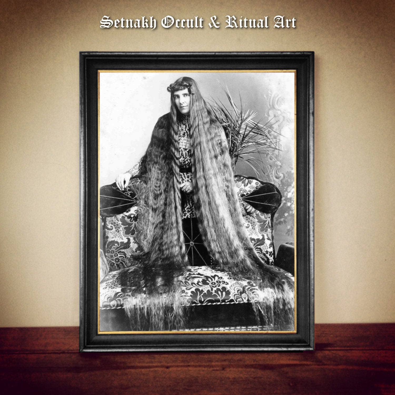 Long-haired victorian woman print, vintage daguerreotype photo, Old photography, dark art, esoteric home decor, witchcraft #VIC15