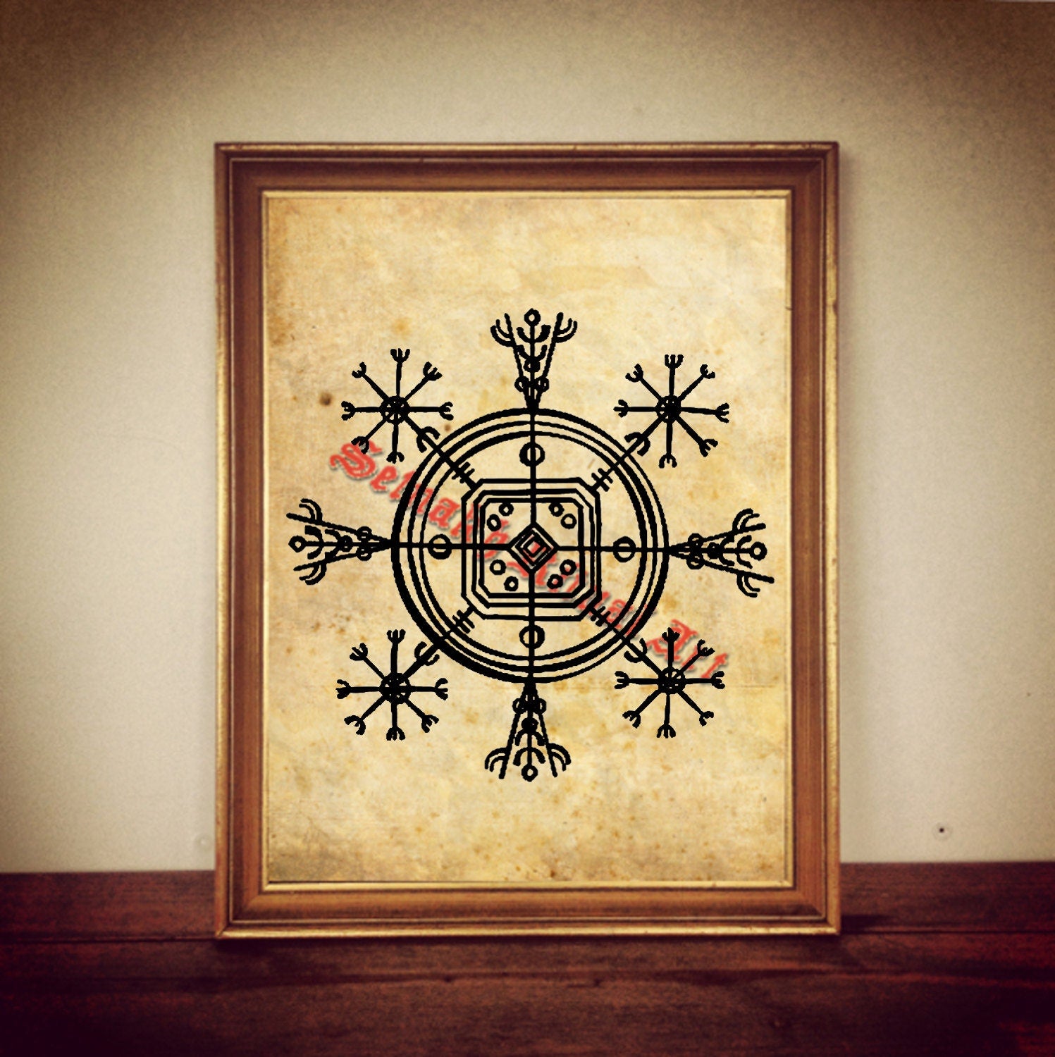 236.3# Hulinhjálmur print, Hulinhjálmur poster, icelandic stave print, viking decoration, viking poster, viking print, occult print, pagan