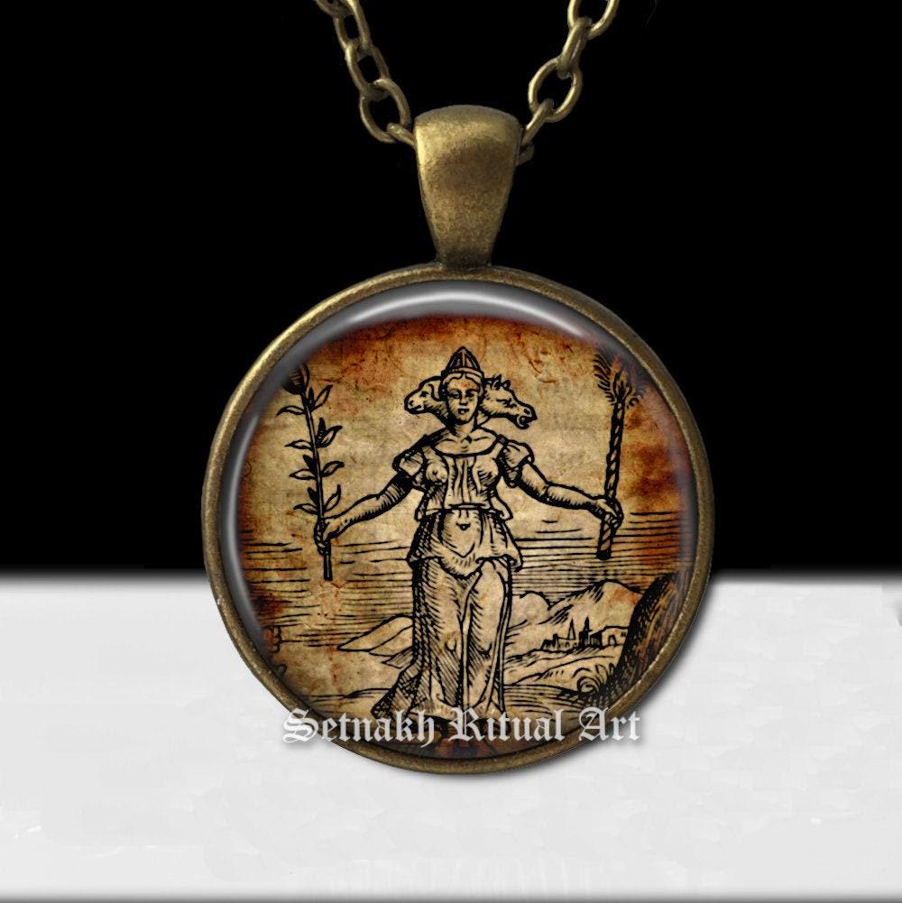 Triple goddess Hecate pendant, the Goddess of Magic, witchcraft, the night, Moon, ghosts and necromancy, sorcery, witch necklace, wicca #WS3