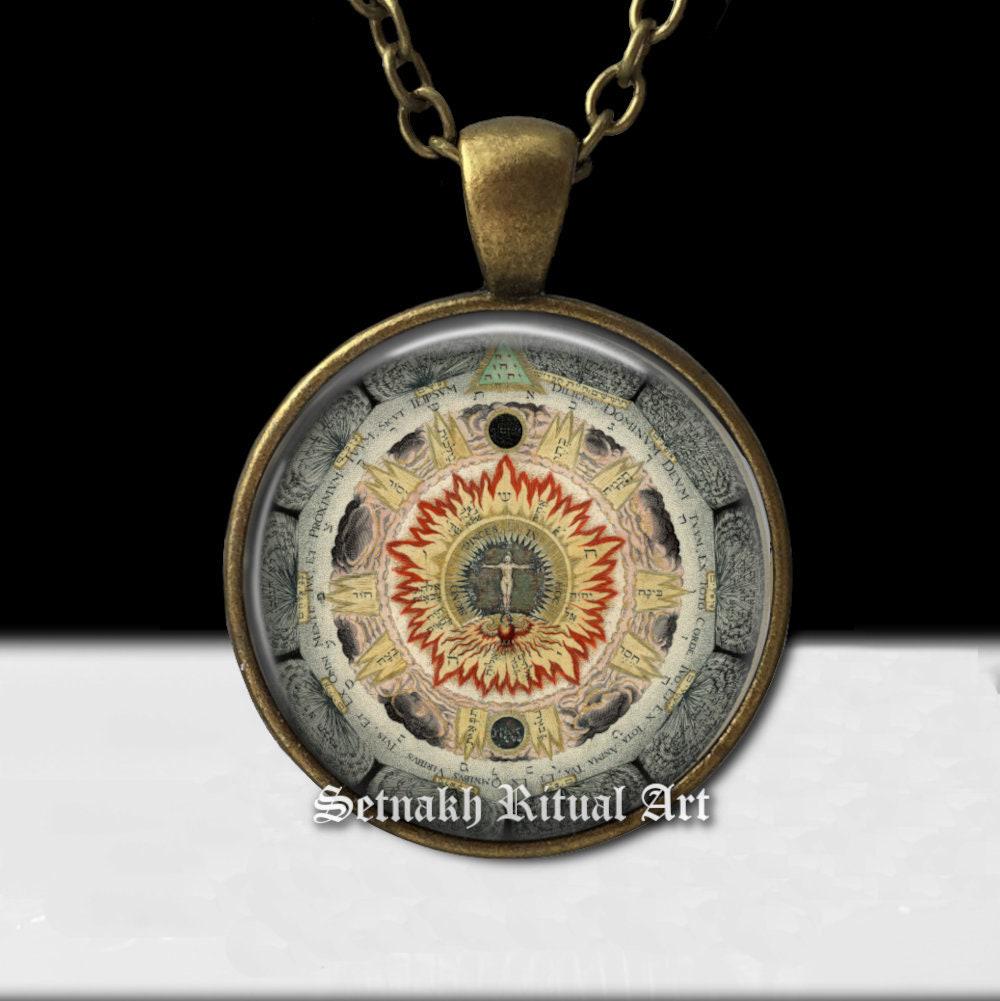 The Cosmic Rose talisman, Amphitheatrum Sapientiae Aeternae, Rosicrucian pendant, R+C, occult, mystic jewelry, necklace, Alchemy,  #A18
