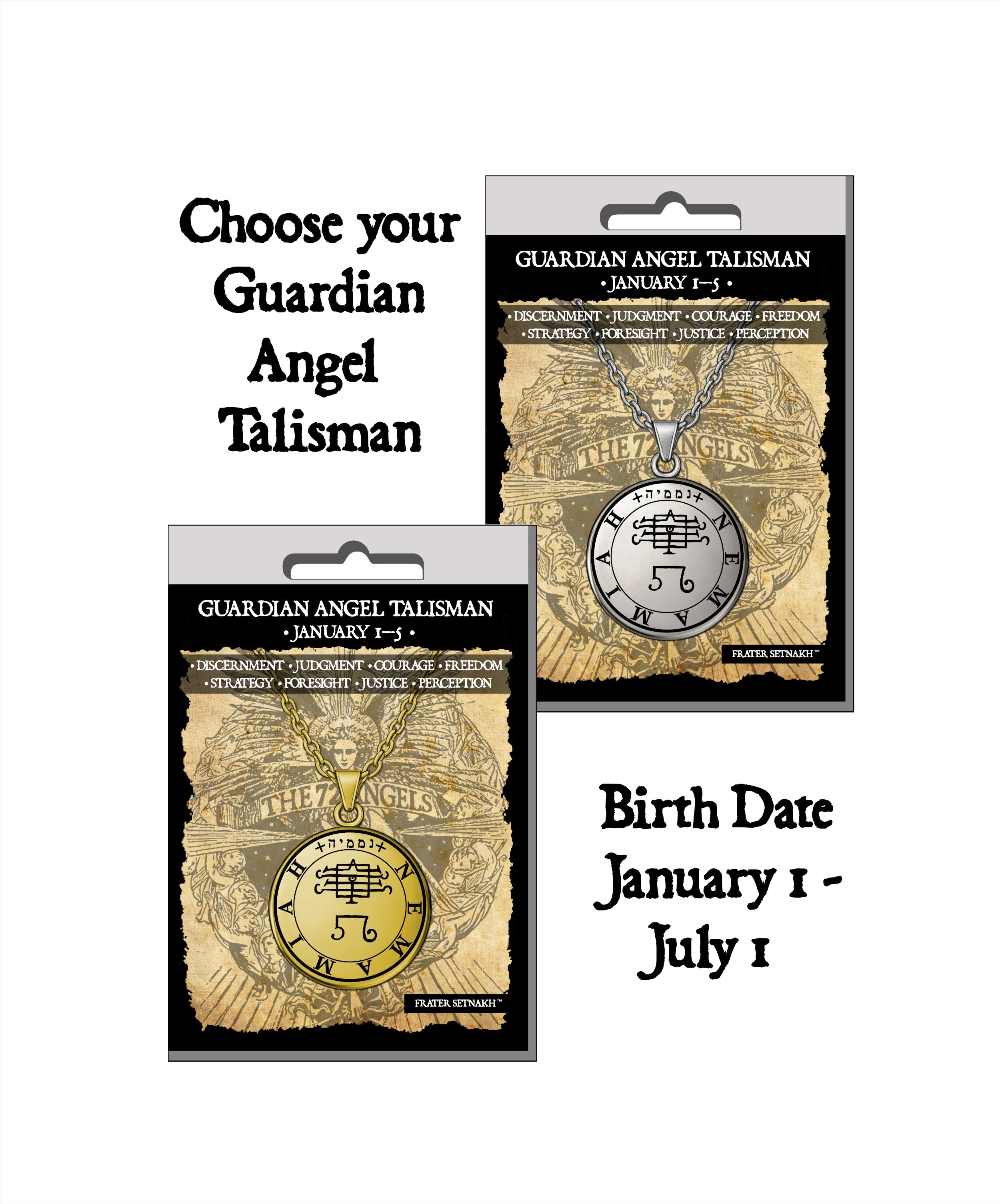Guardian / Birth Angel Talisman -  January 1 - July 1 - Spiritual Jewelry Gift for Birthday