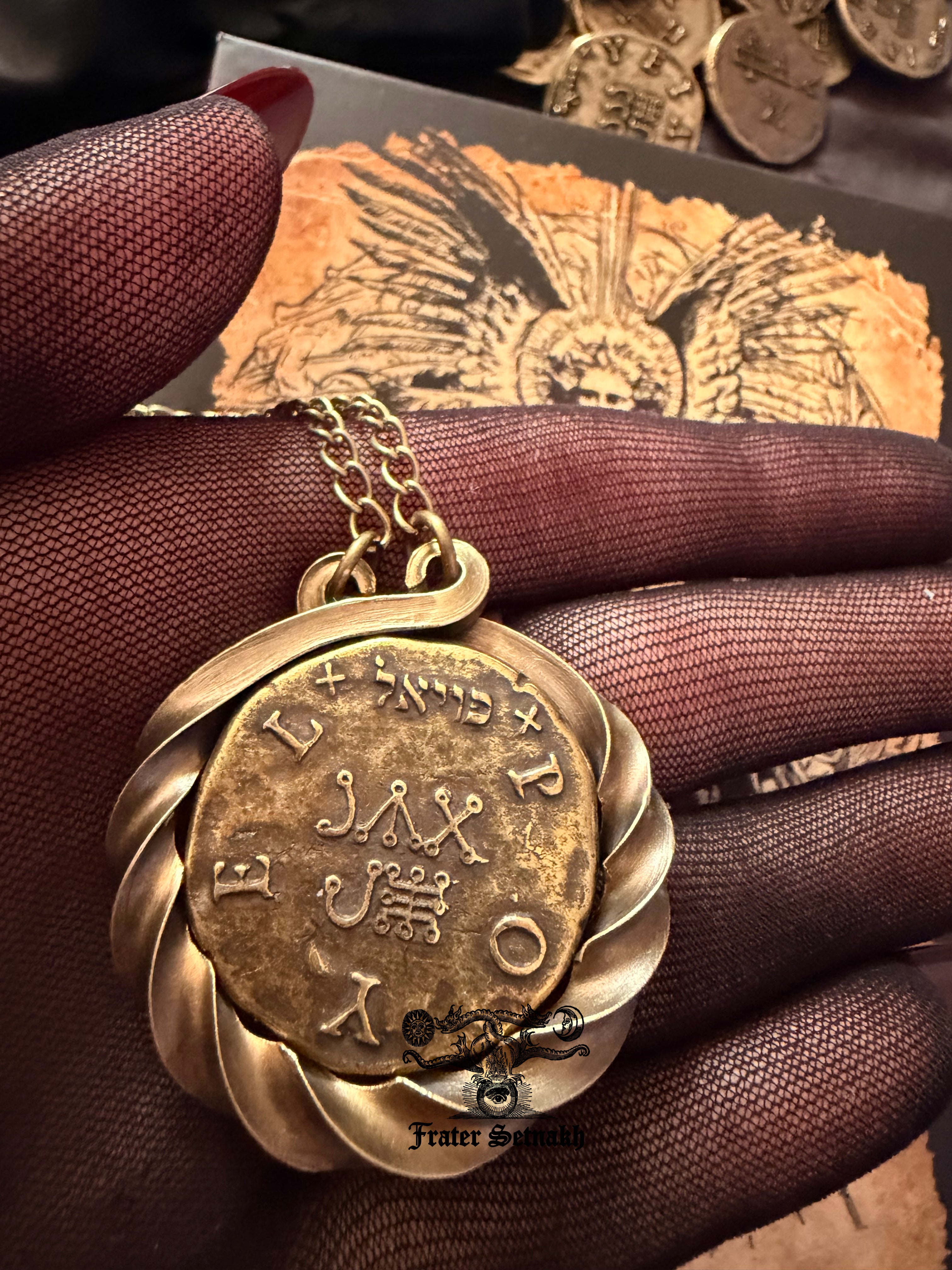 Mystic Coin Holder Pendant with Chain | Esoteric Necklace | Witch Accessory