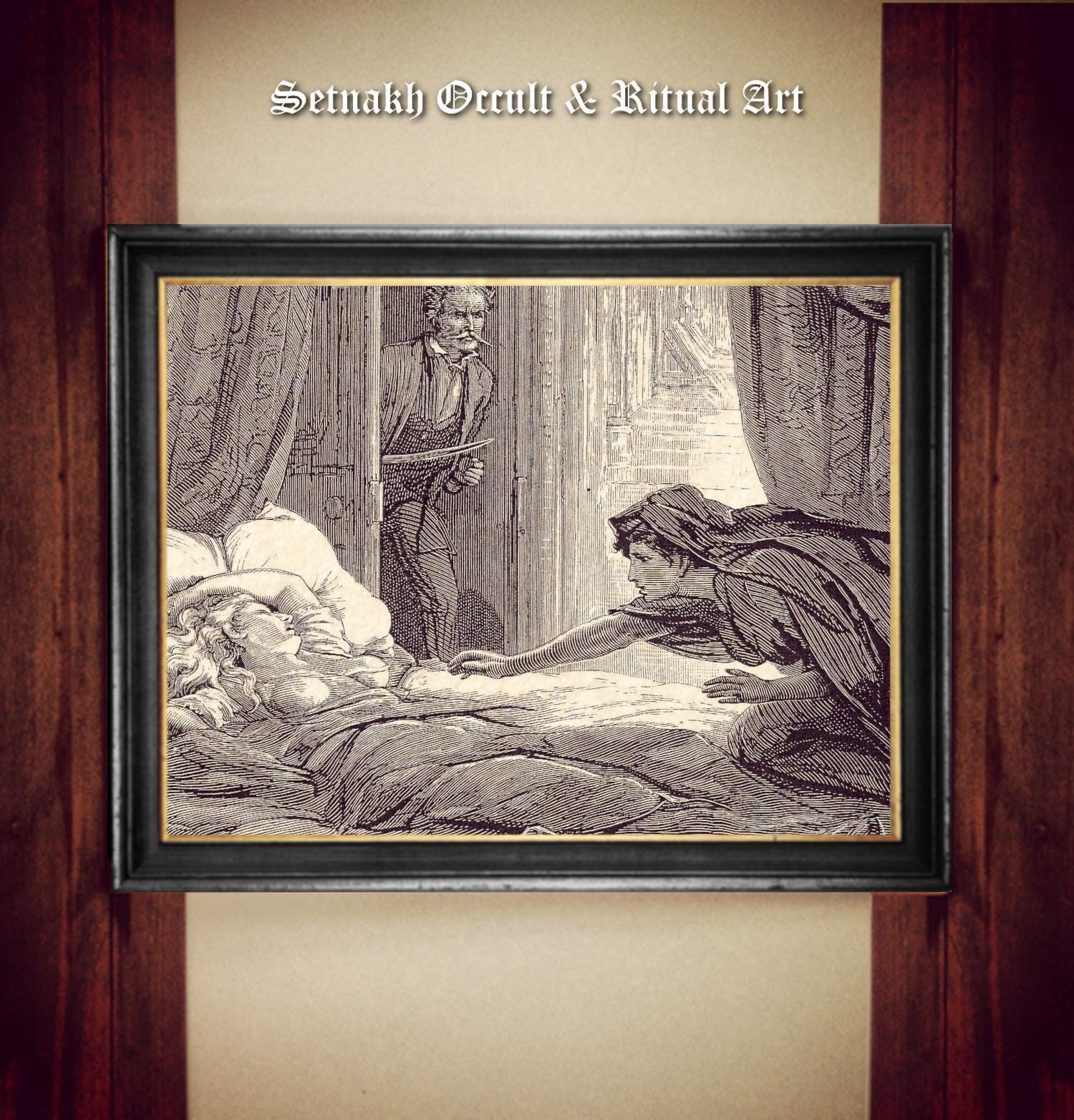 Carmilla 1872 Illustration | Antique Vampire Story Print on Hand-Made Paper or Canvas for Gothic Horror Fans, Dark & Witchy Academia #DM31,