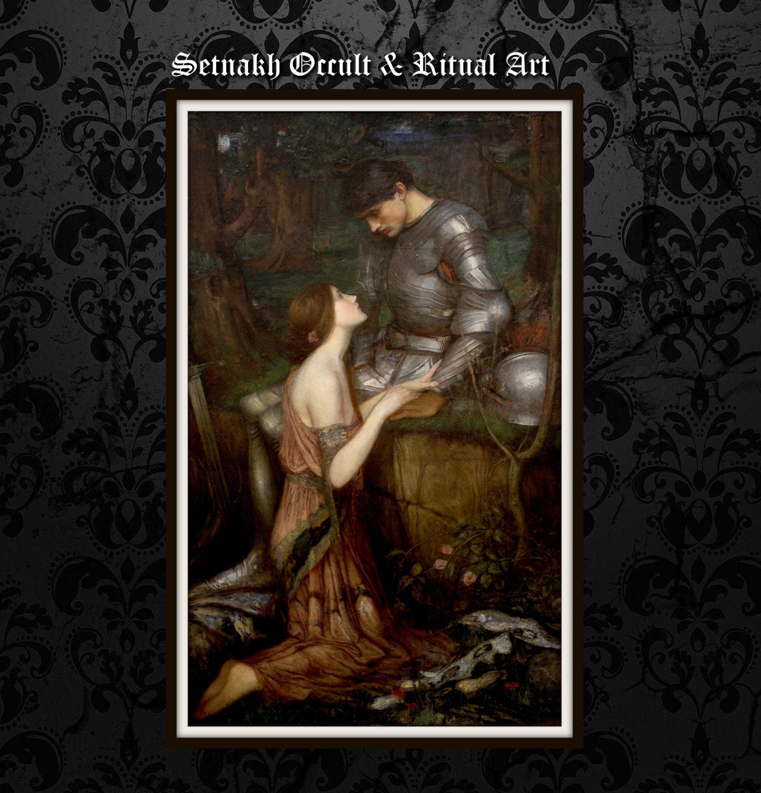 Lamia print by John William Waterhouse, Vampire, vintage, dark art, occult poster, gothic home decor, witchcraft, witchy, wiccan art #W117