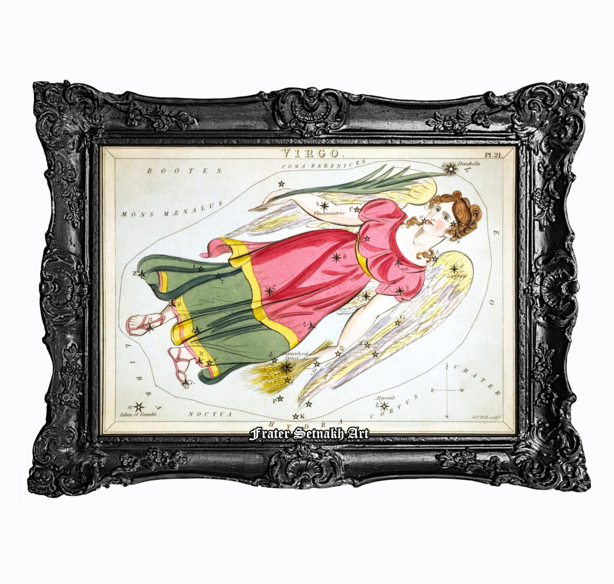 The image is a framed vintage astrological chart depicting the zodiac sign of Barnet.