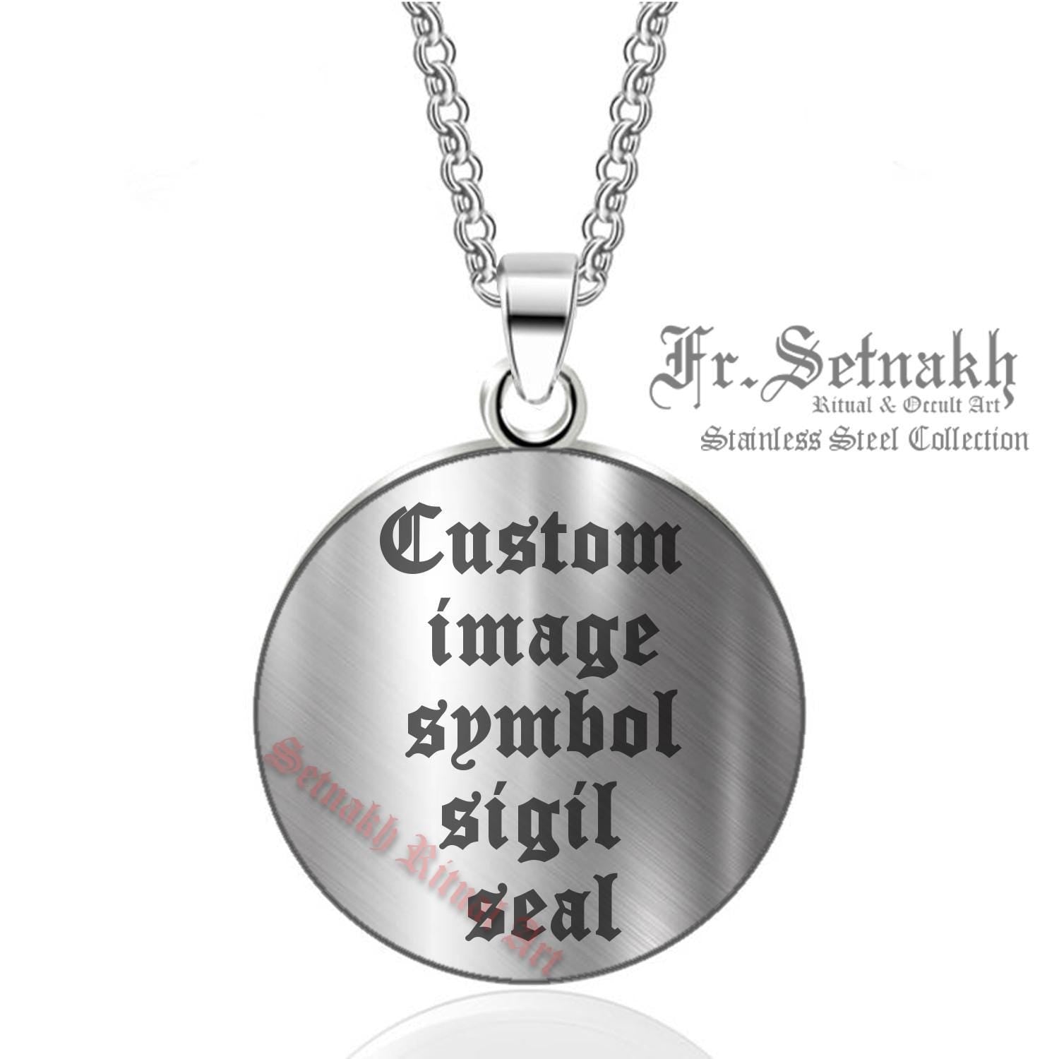 Custom pendant with your symbol & image - Custom talisman - Customisable stainless steel necklace