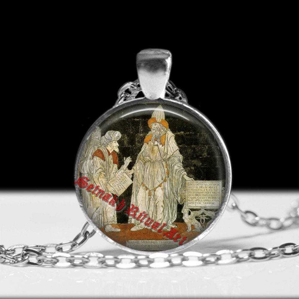 Hermes Trismegistus pendant, Occult necklace, Hermetic jewelry #426
