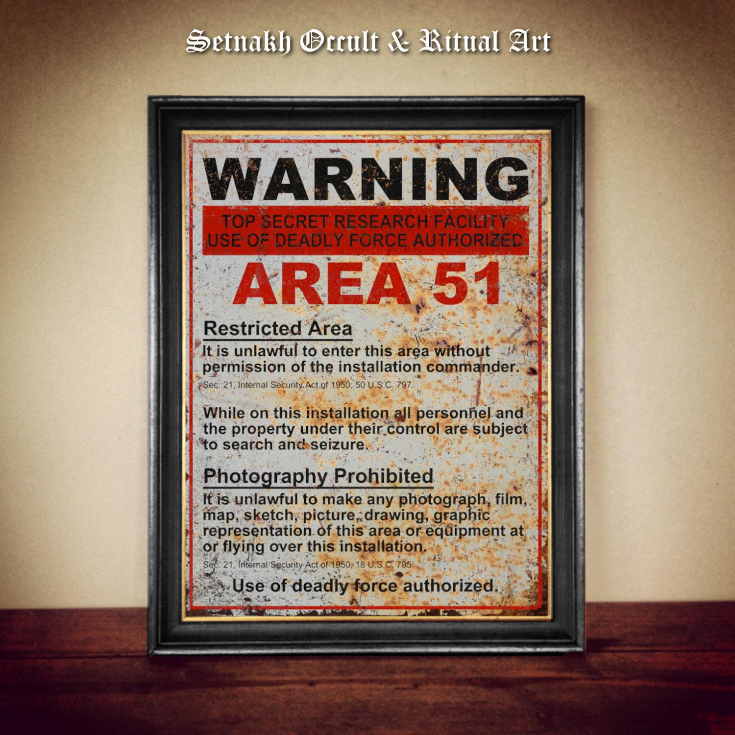 Area 51 Warning sign print, USA, UFO poster, military, ufology, conspiracy print, Alien art print, poster, #UF10