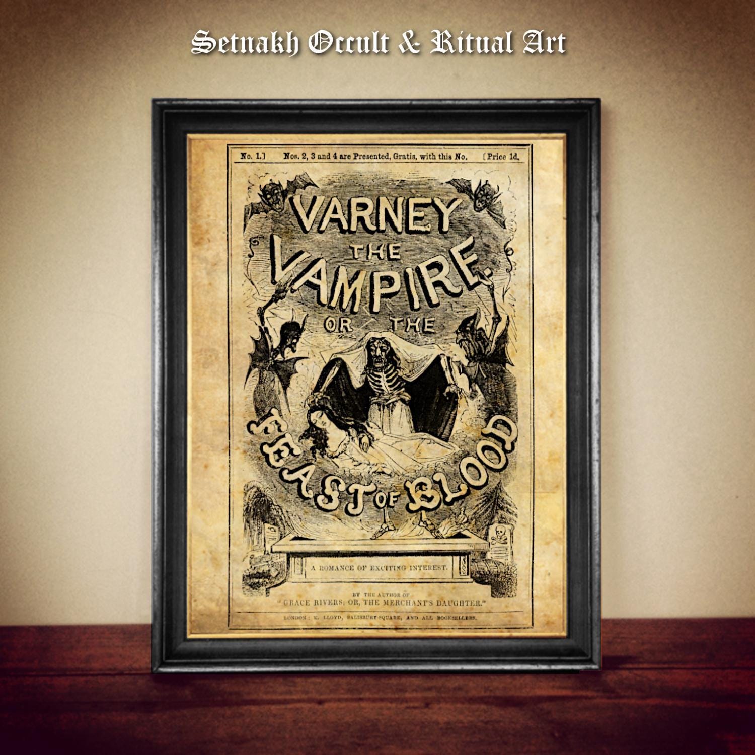 Varney the Vampire Penny Dreadful Cover Print (c.1845) Vintage Gothic Horror Art on Handmade Paper or Canvas, Dark Art, Vampiric Print #DM36