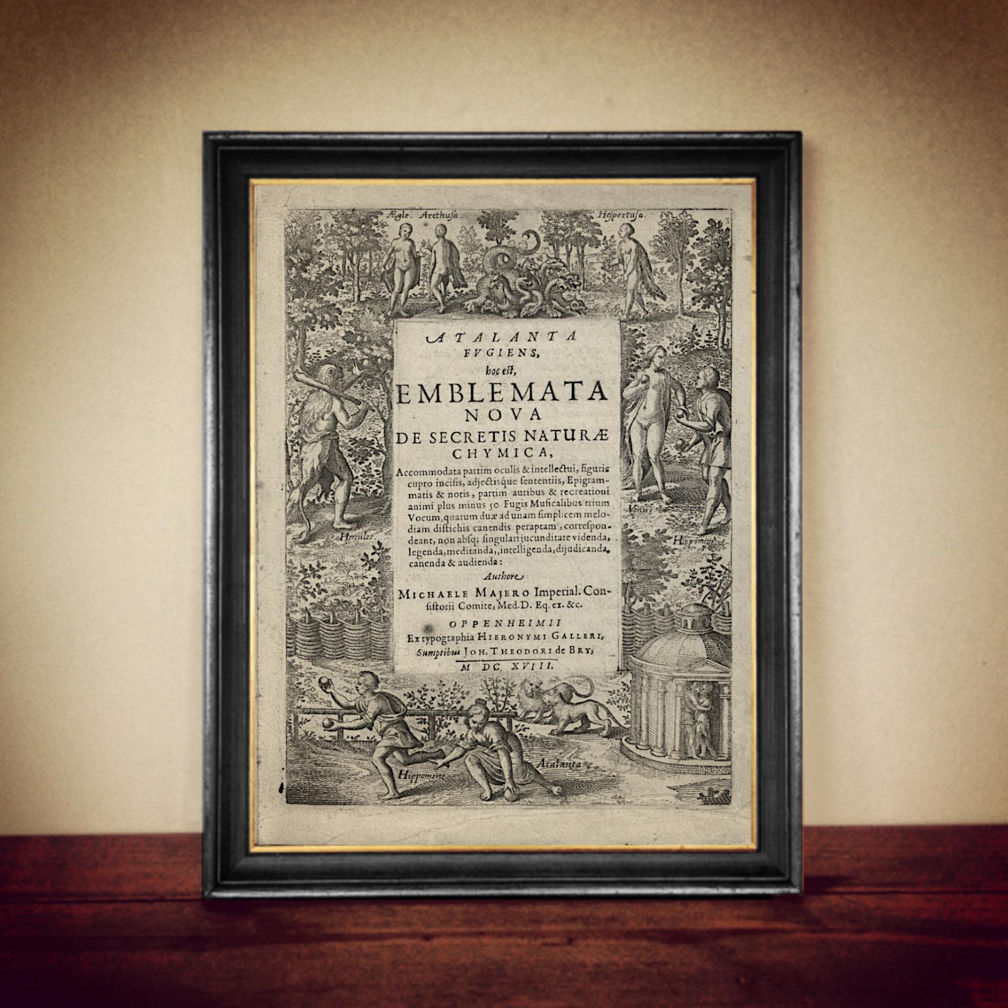 Title Page of 'Atalanta Fugiens' by Michael Maier, 1617 - Alchemy, Rosicrucian, Hermetism Print - Occult Artwork Poster, Esoteric GIft #A26