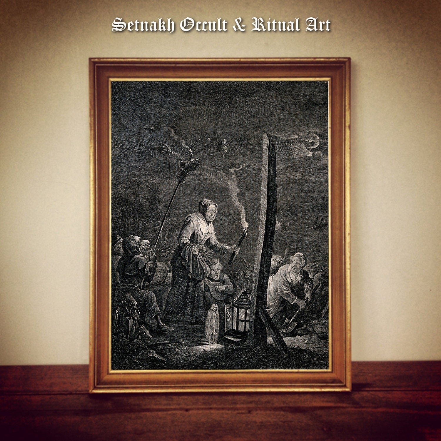 Arrival at the Sabbath, witchcraft poster, old witches,  black magic, dark art print, occult, gothic gift, esoteric, pagan home decor #W30