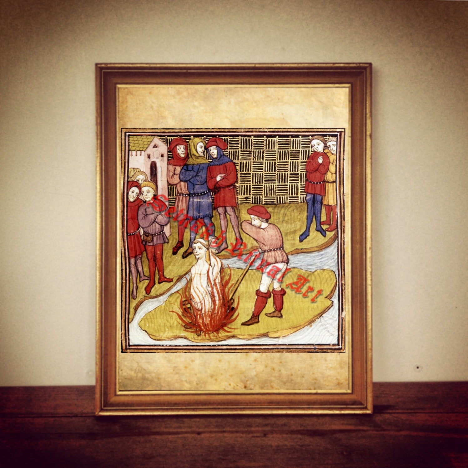 Templars burning print, medieval illustration, antique occult poster, occult home decor, witchcraft, magick, old engraving, torments  #296