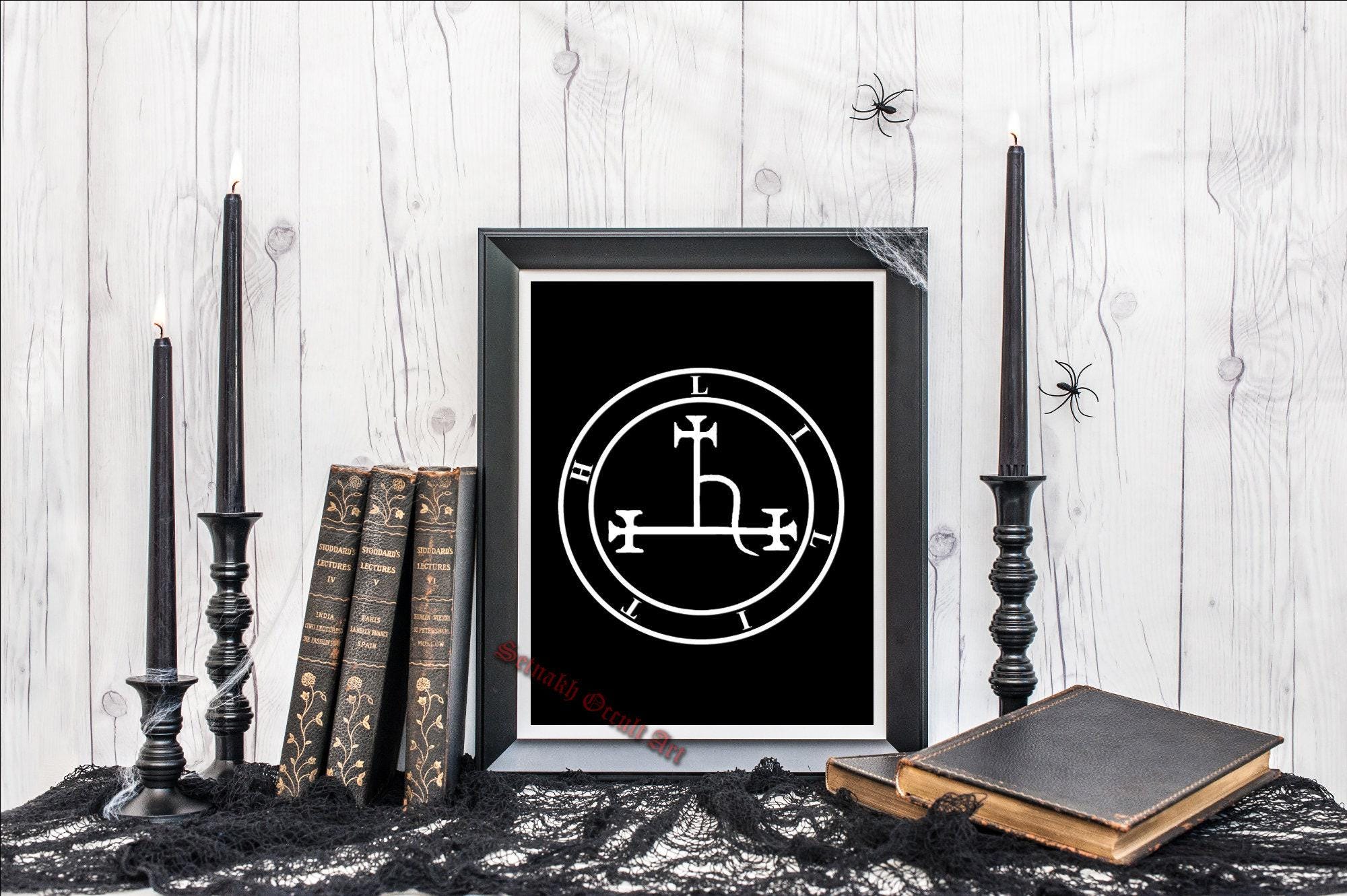 Lilith seal gothic print, female vampire demon occult poster, fallen angel illustration, antiqued art, gothic, esoteric, home decor #DM1