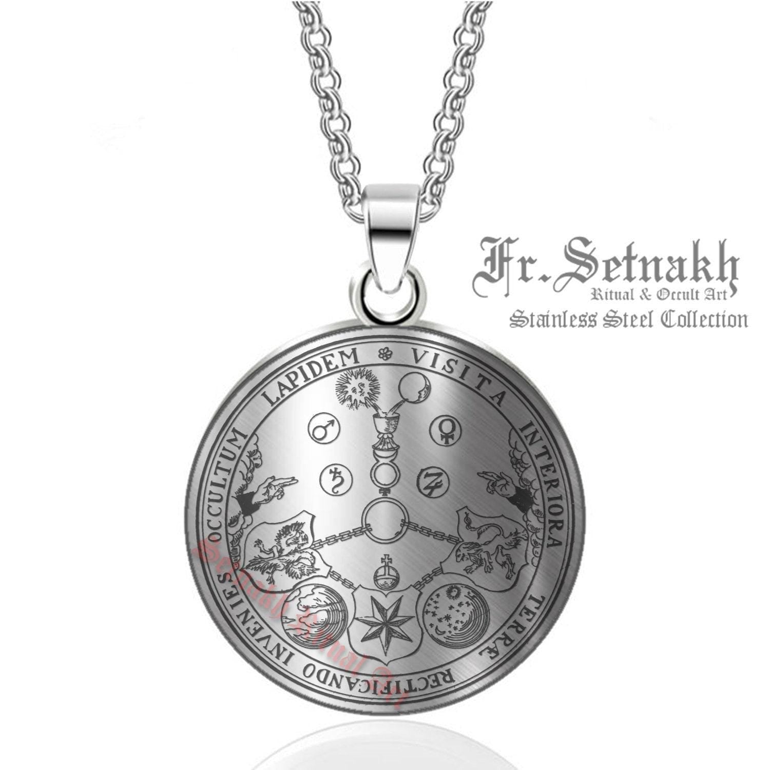 V.I.T.R.I.O.L pendant, stainless steel occult talisman, masonic necklace, magic talisman #61
