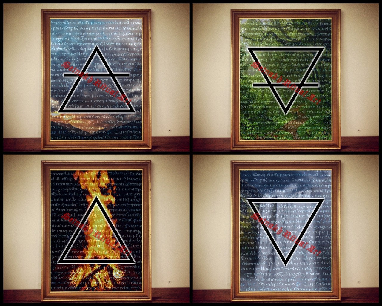 Four elements print | Fire, Water, Earth, Air | pagan poster, Nature art, alchemy, magick, witchcraft, witch home decor, magic symbol #359.1