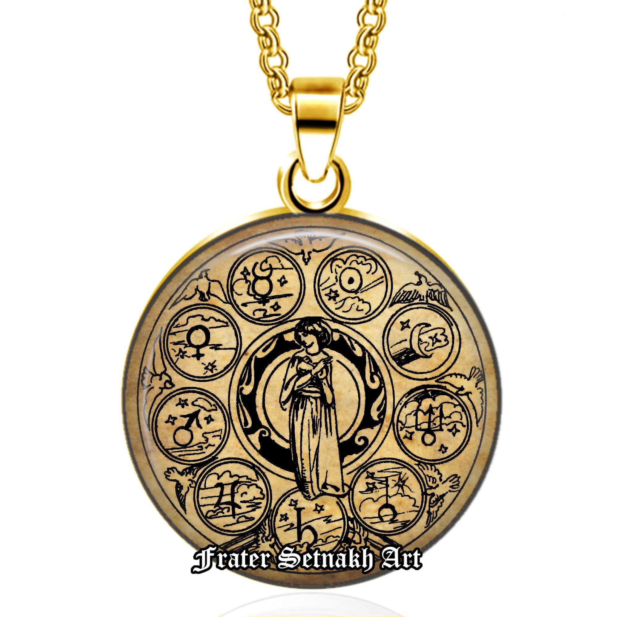 Zodiac Talisman Necklace – Astrological Pendant, Wiccan Jewelry, Occult Amulet, Dante Alighieri Inspired, Witchy Gift #561