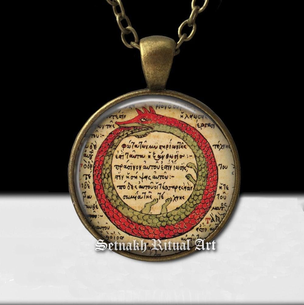 Uroboros - Symbol of eternal cyclic renewal or a cycle of life, death, and rebirth, occult talisman, snake pendant,Alchemy, Hermetism #A10