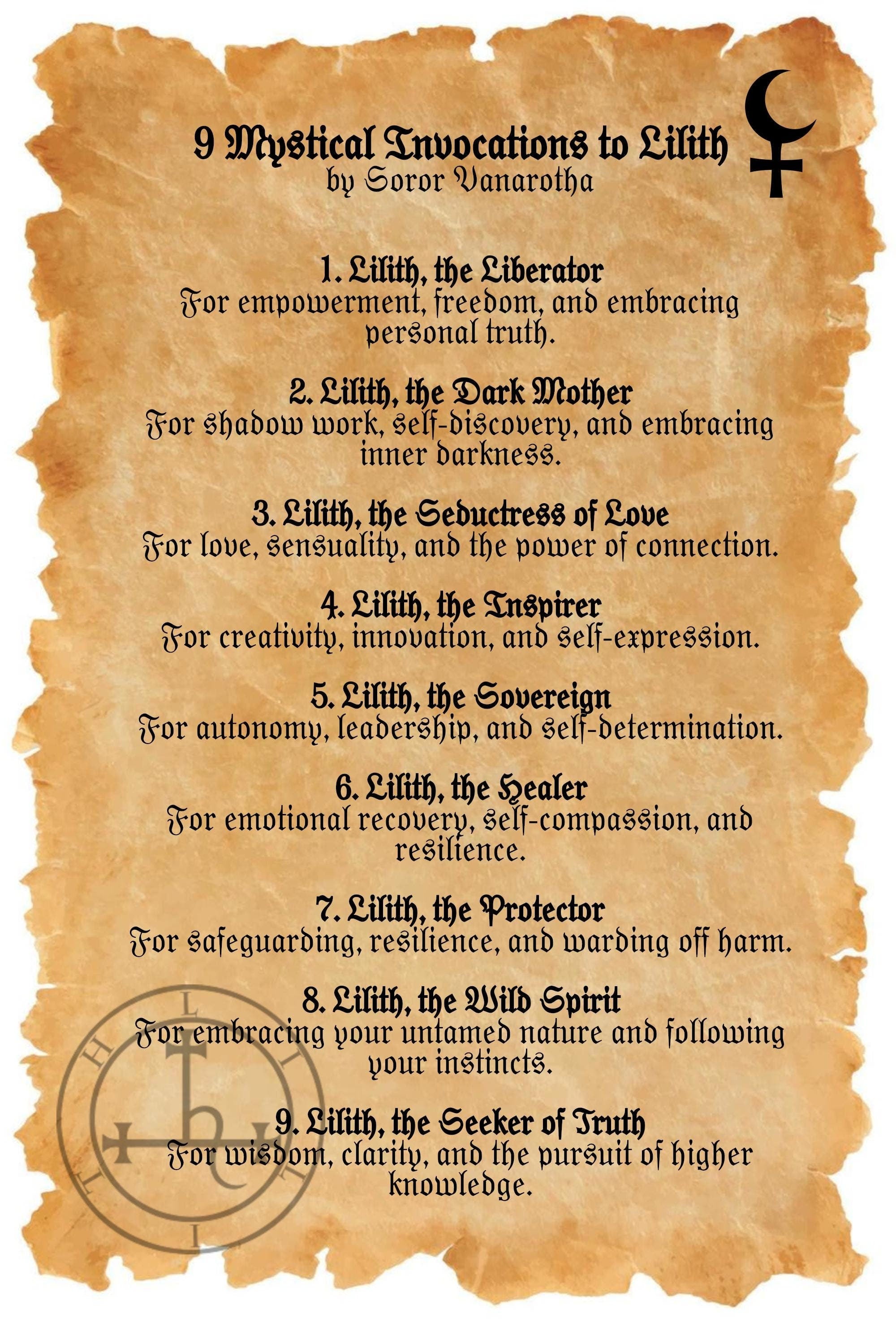 Invocations to Lilith: Empowerment, Love, Shadow Work, and More – Mystical Ritual Prayers for Modern Witches - Book of Shadows - 20 pages