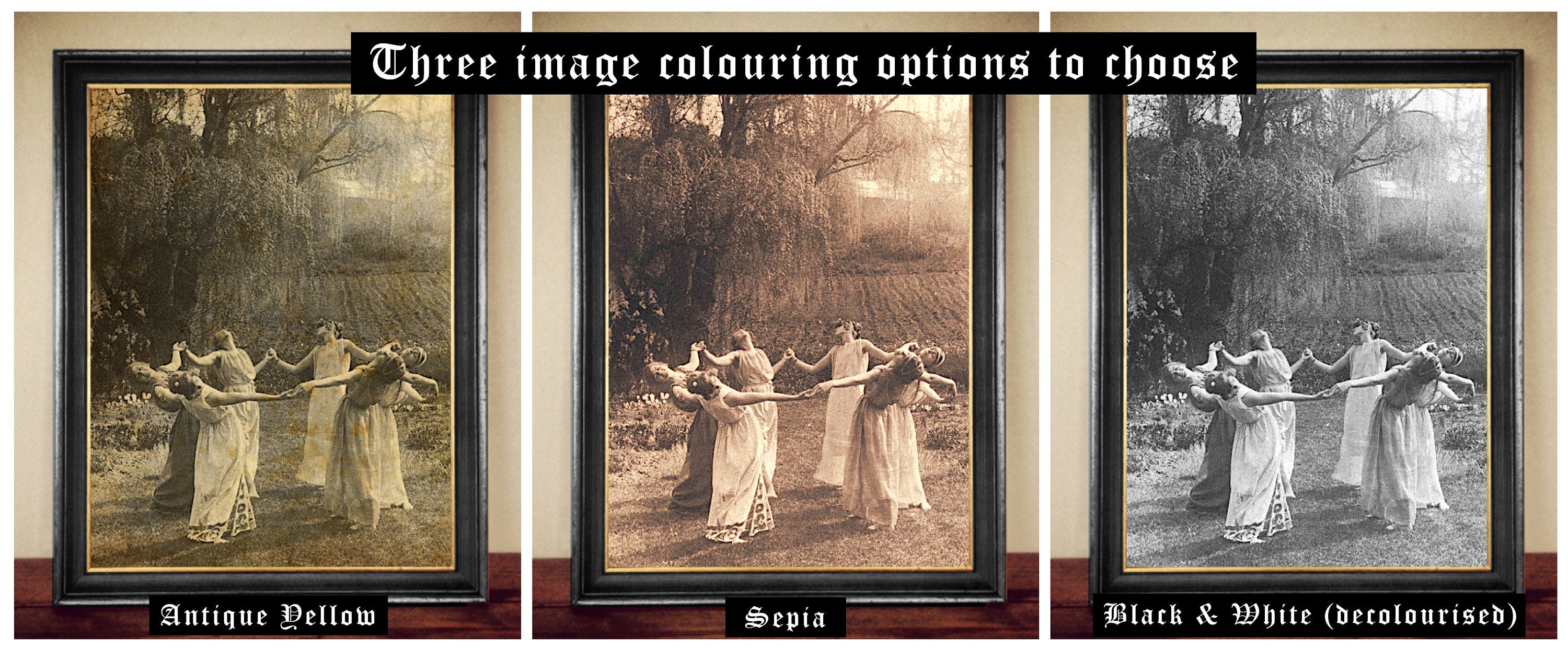 Wiccan Art - The Circle of Dancing Witches print, Vintage photography, Dark, Occult poster, Gothic home decor, Witchcraft, Witch Wall #W91