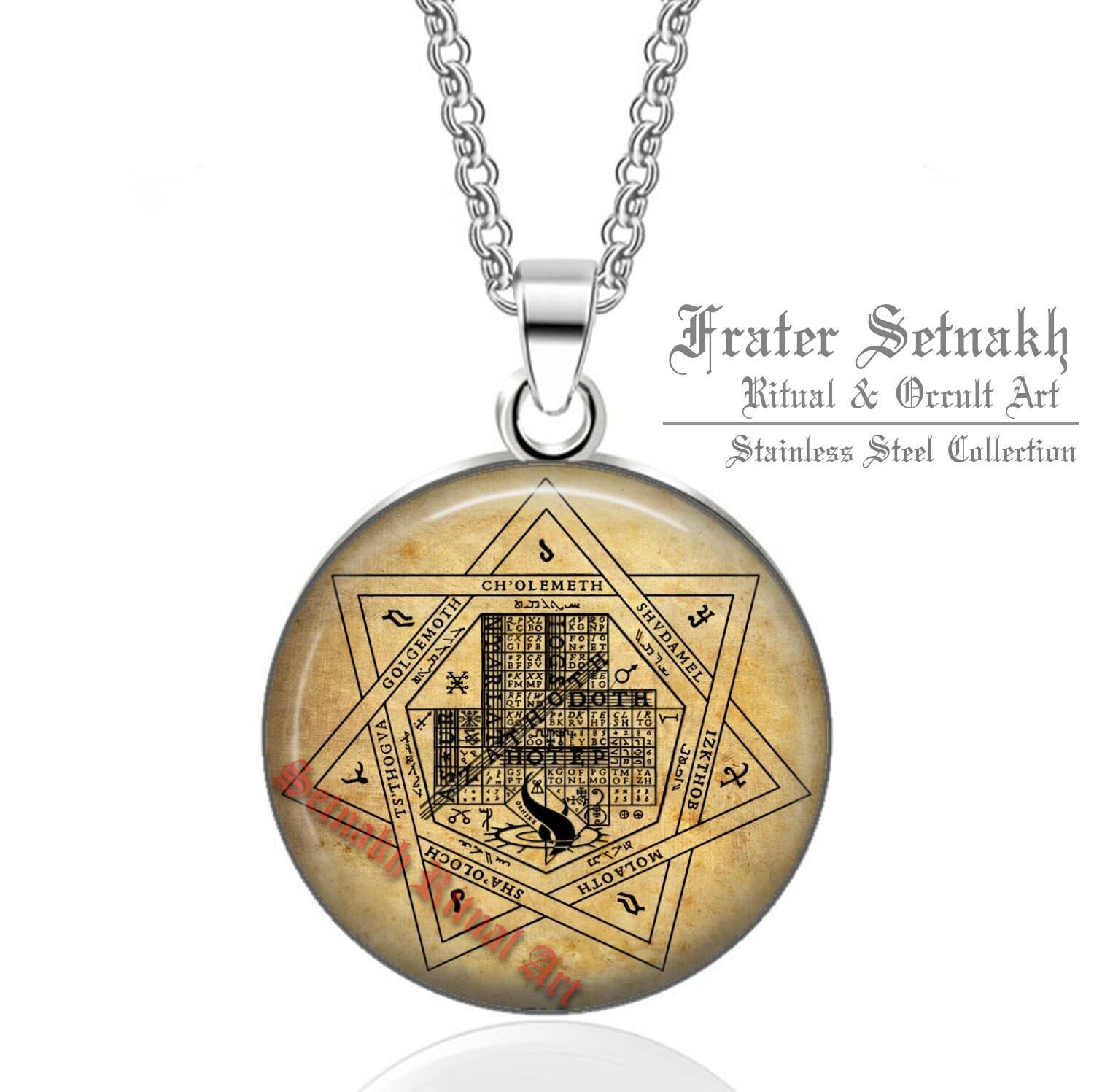 OMEN ANTIQUITATUM pendant, John Dee Necronomicon talisman, Necronomicon Magick, the Elder Sign symbol necklace, Lovecraft, occult art #NEC7